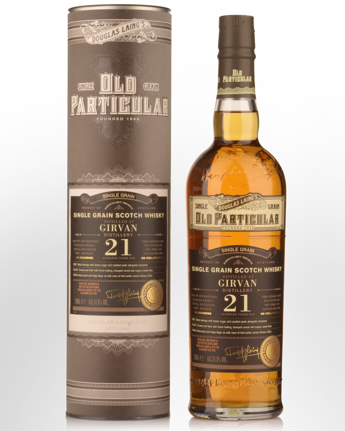 2002 Douglas Laing & Co. Old Particular Single Cask Girvan 21 Year Old Cask Strength Single Grain Scotch Whisky (700ml)