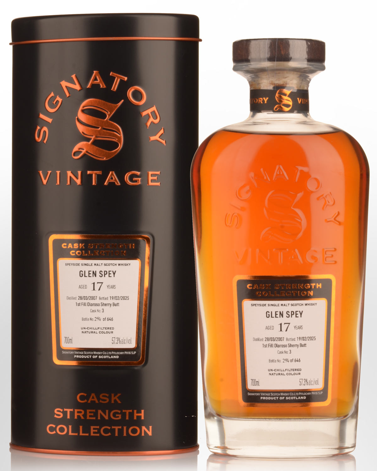 2007 Signatory Vintage Glen Spey 17 Year Old Cask Strength Single Malt Scotch Whisky (700ml)
