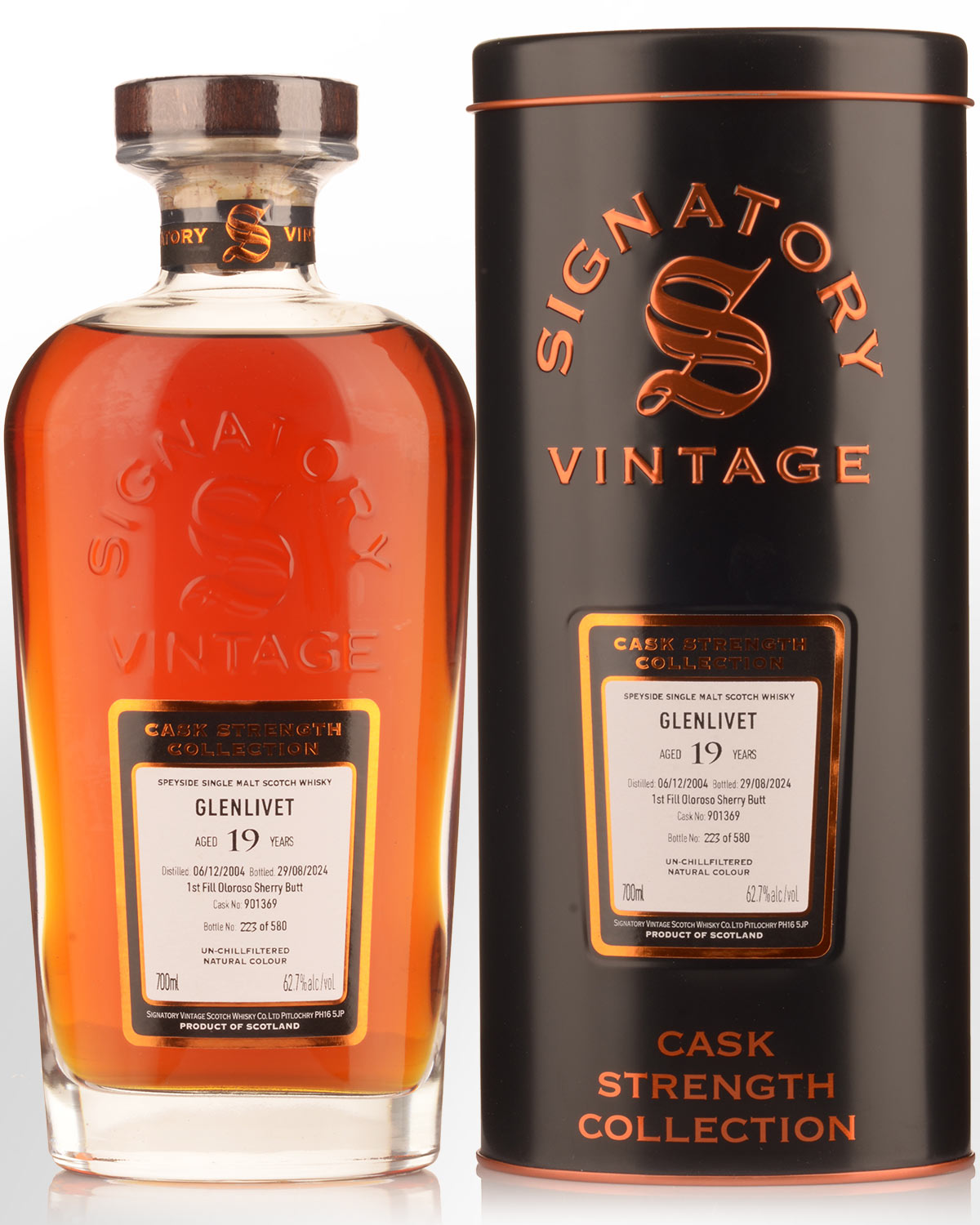 2004 Signatory Vintage Glenlivet 19 Year Old Cask Strength Single Malt Scotch Whisky (700ml)