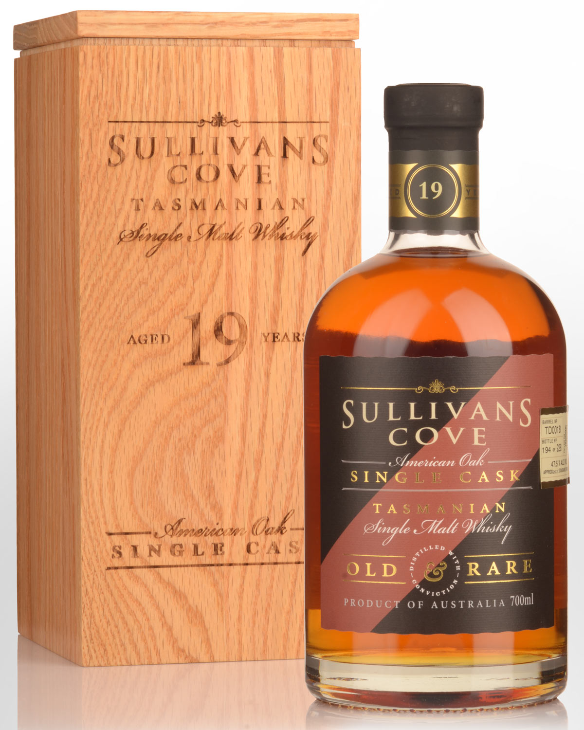 Sullivans Cove Single Cask TD0018 American Oak 19 Year Old Single Malt Australian Whisky (700ml)