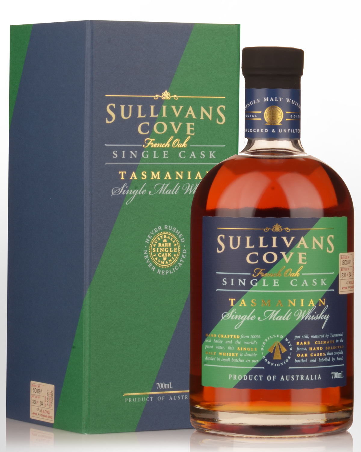 Sullivans Cove Single Cask SC0397 French Oak Ex-White Wine Cask Single Malt Australian Whisky (700ml)