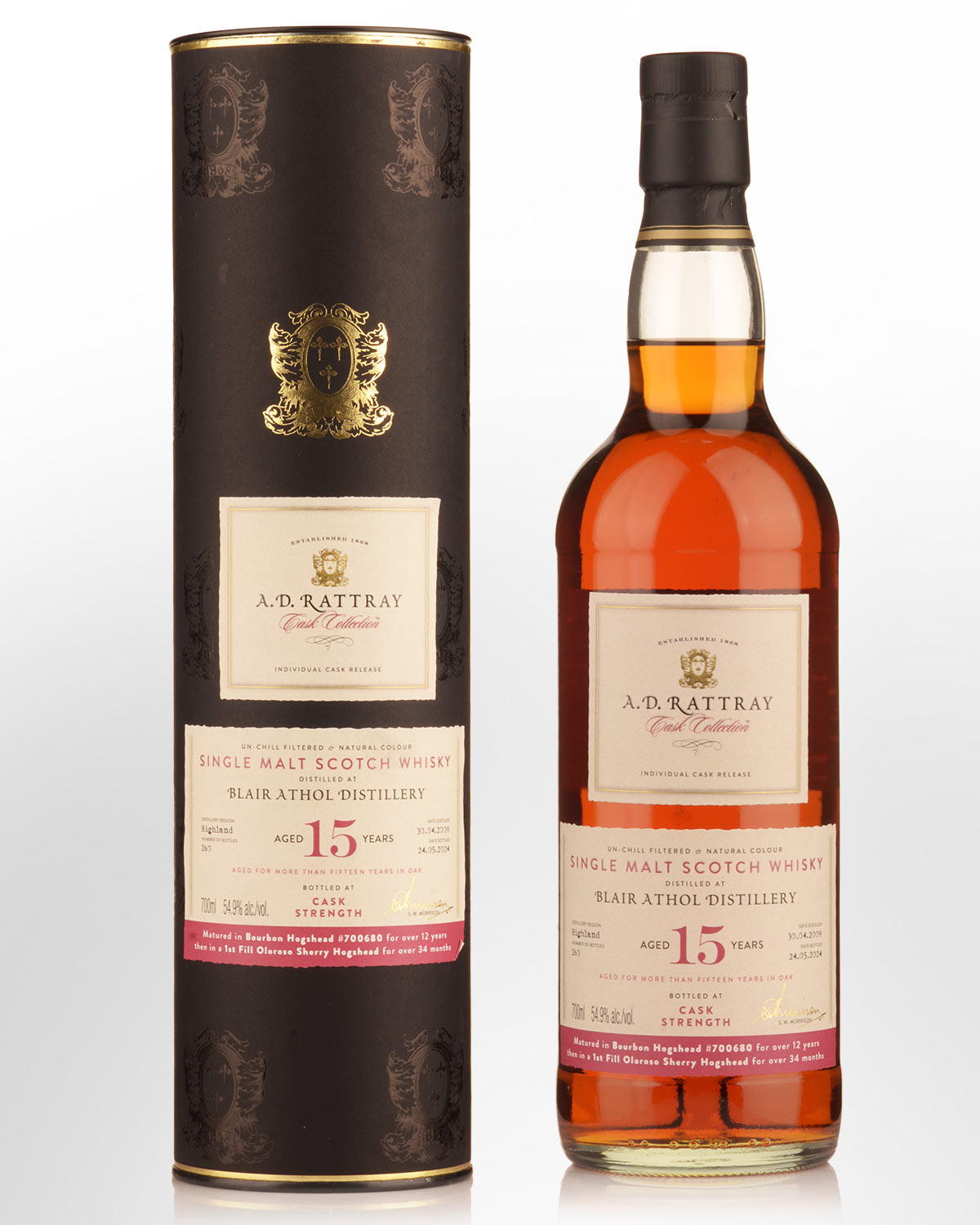 2009 A.D. Rattray Cask Collection Blair Athol 15 Year Old Cask Strength Single Malt Scotch Whisky (700ml)
