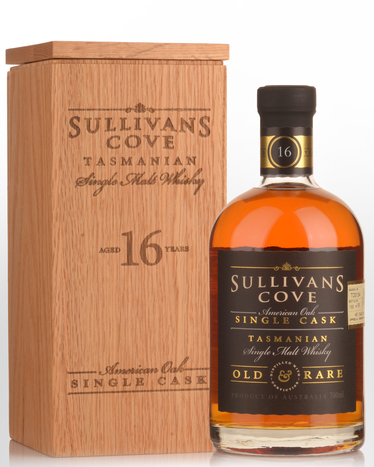Sullivans Cove Single Cask TD0134 American Oak 16 Year Old Single Malt Australian Whisky (700ml)