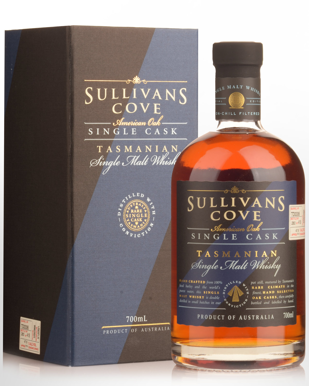 Sullivans Cove Single Cask TD0306 American Oak Tawny Port Single Malt Australian Whisky (700ml)