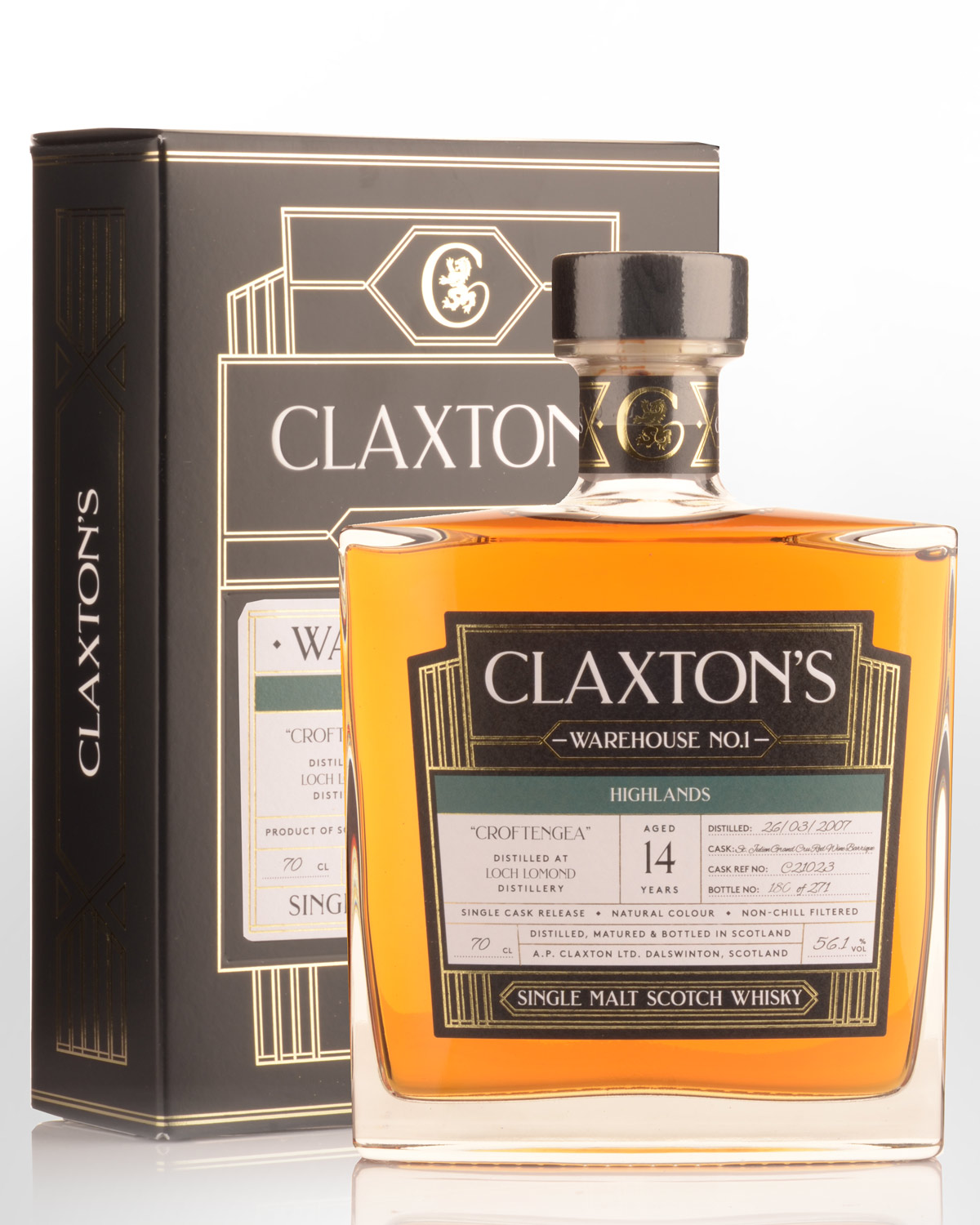 2007 Claxton's Warehouse No.1 Croftengea (Loch Lomond) 14 Year Old Cask Strength Single Malt Scotch Whisky (700ml)