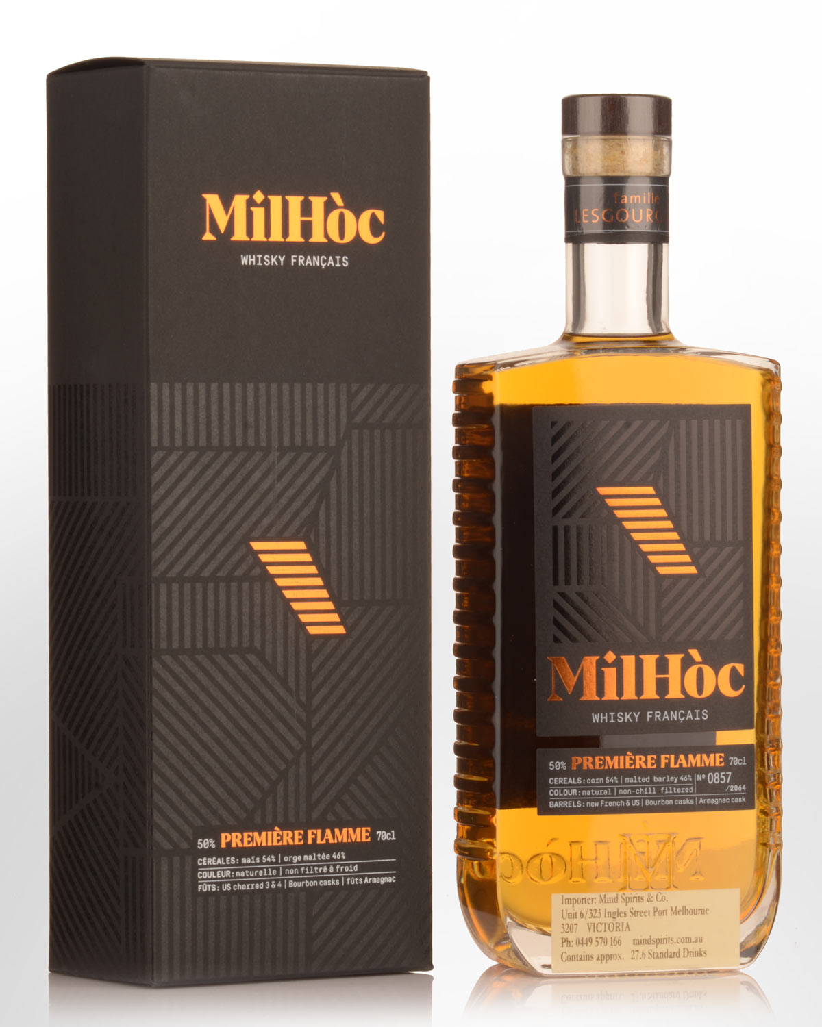 Milhoc Premiere Flamme Single Grain French Whisky (700ml)