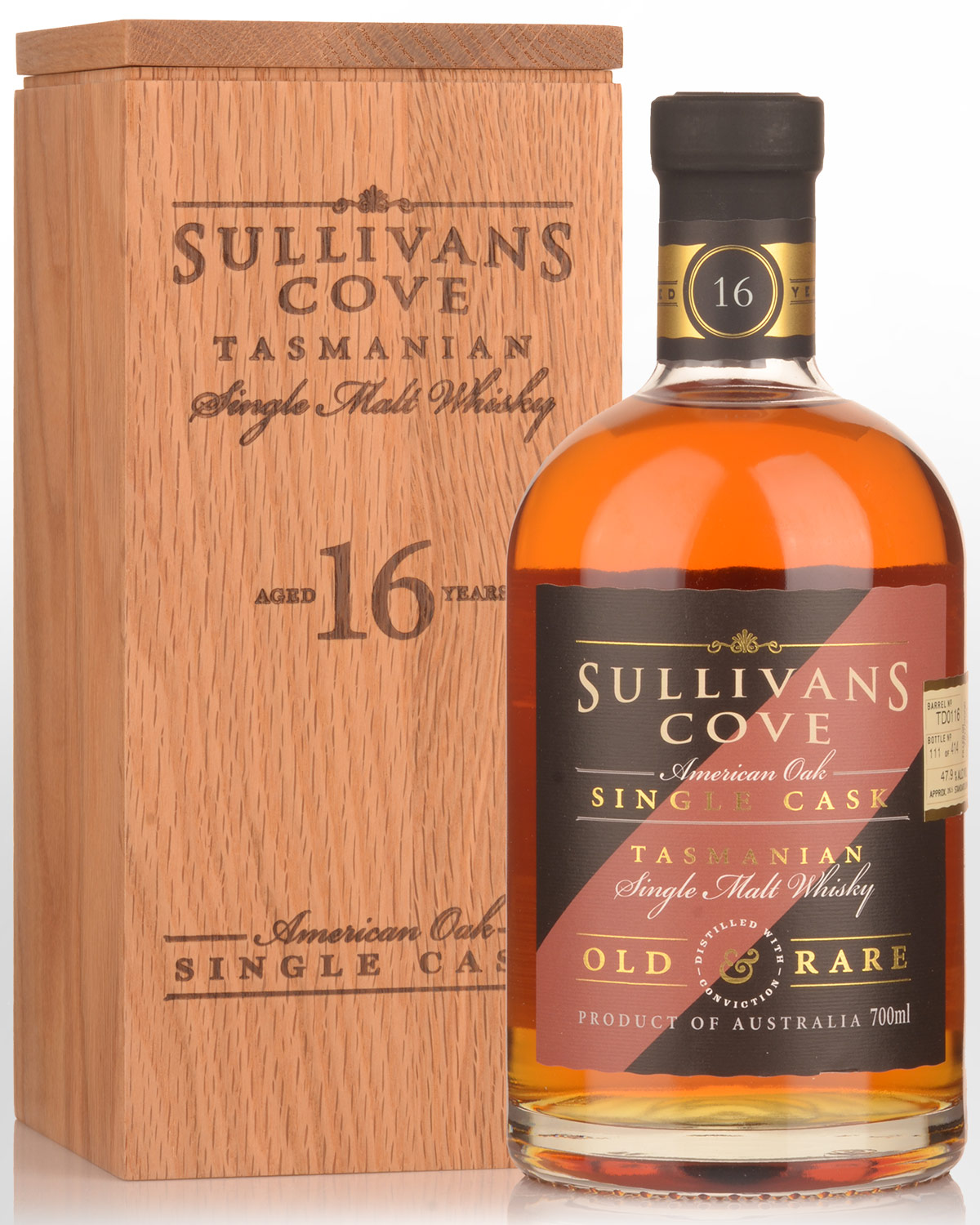 Sullivans Cove Single Cask TD0116 American Oak Second Fill 16 Year Old Single Malt Australian Whisky (700ml)