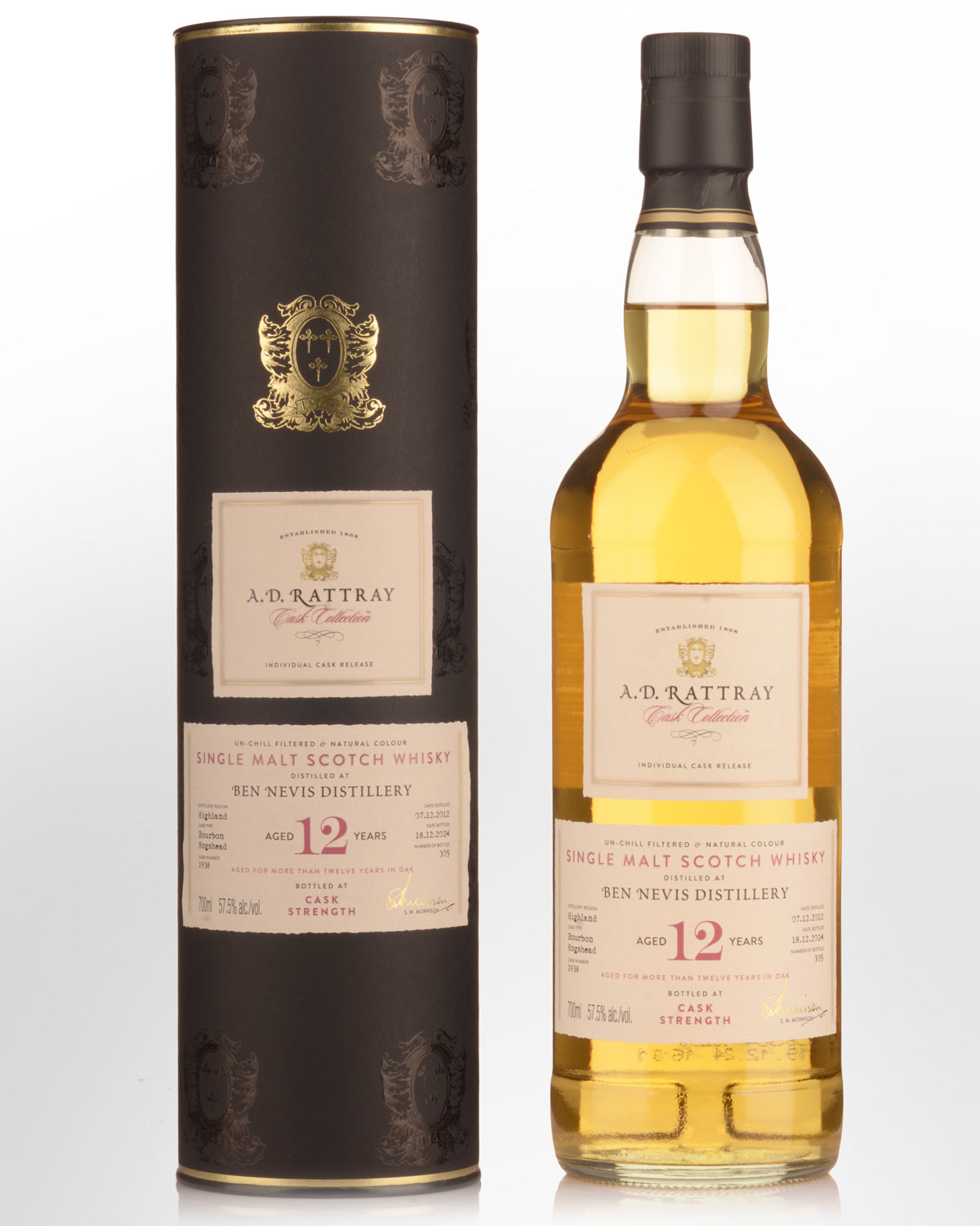 2012 A.D. Rattray Cask Collection Ben Nevis 12 Year Old Cask Strength Single Malt Scotch Whisky (700ml)