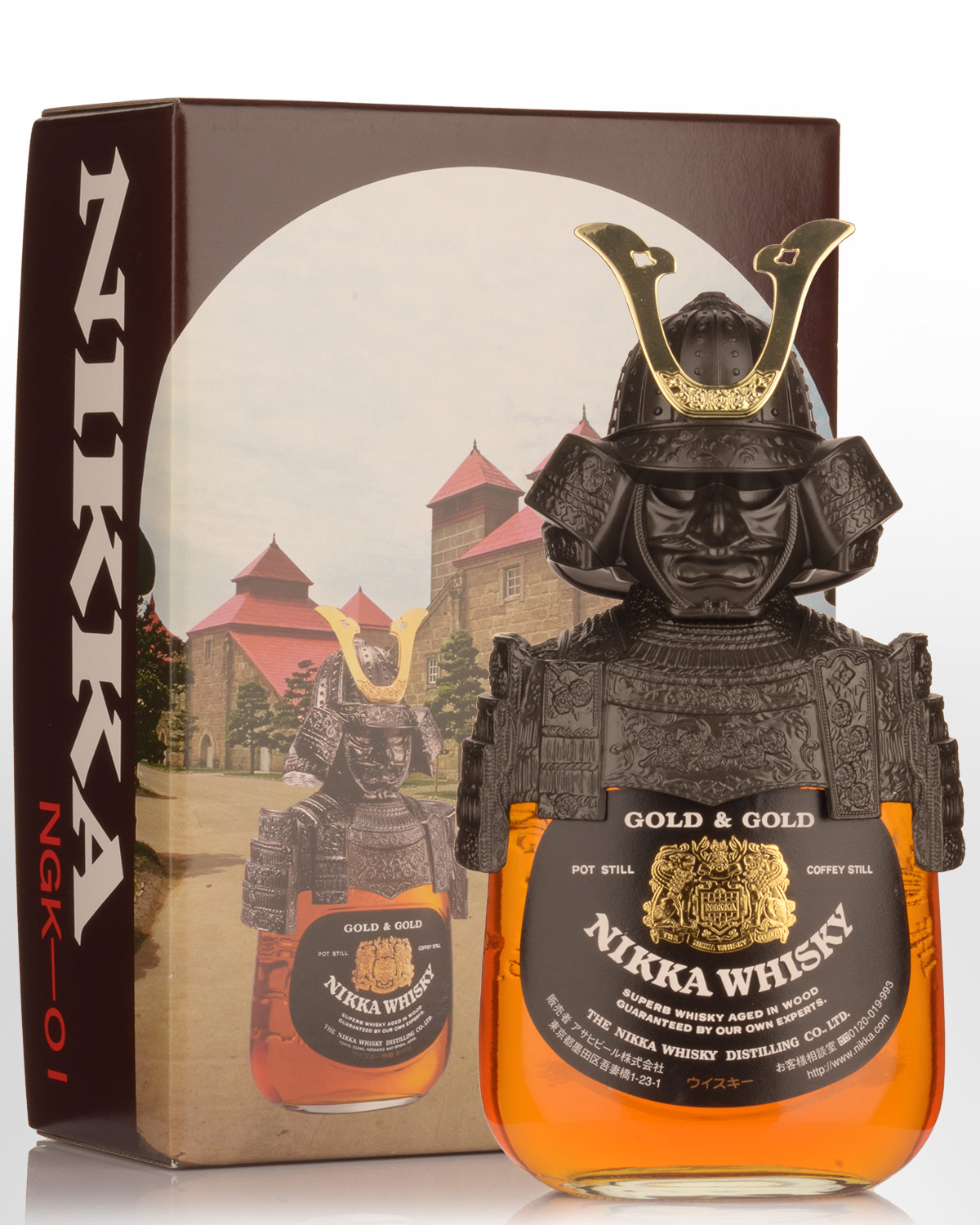 Nikka Gold & Gold Samurai Armour & Helmet Blended Japanese Whisky (750ml) - Earlier Metallic Version