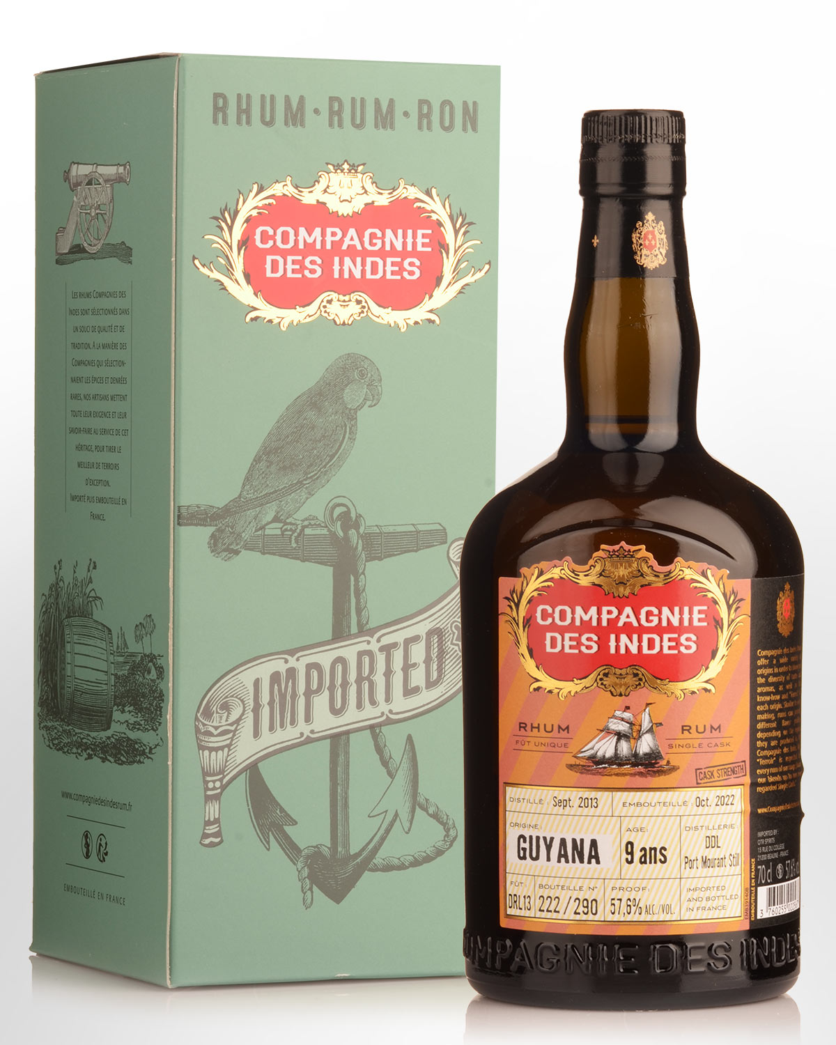2013 Compagnie des Indes (D.D.L. Distillery) 9 Year Old Single Cask Cask Strength Guyana Rum (700ml)