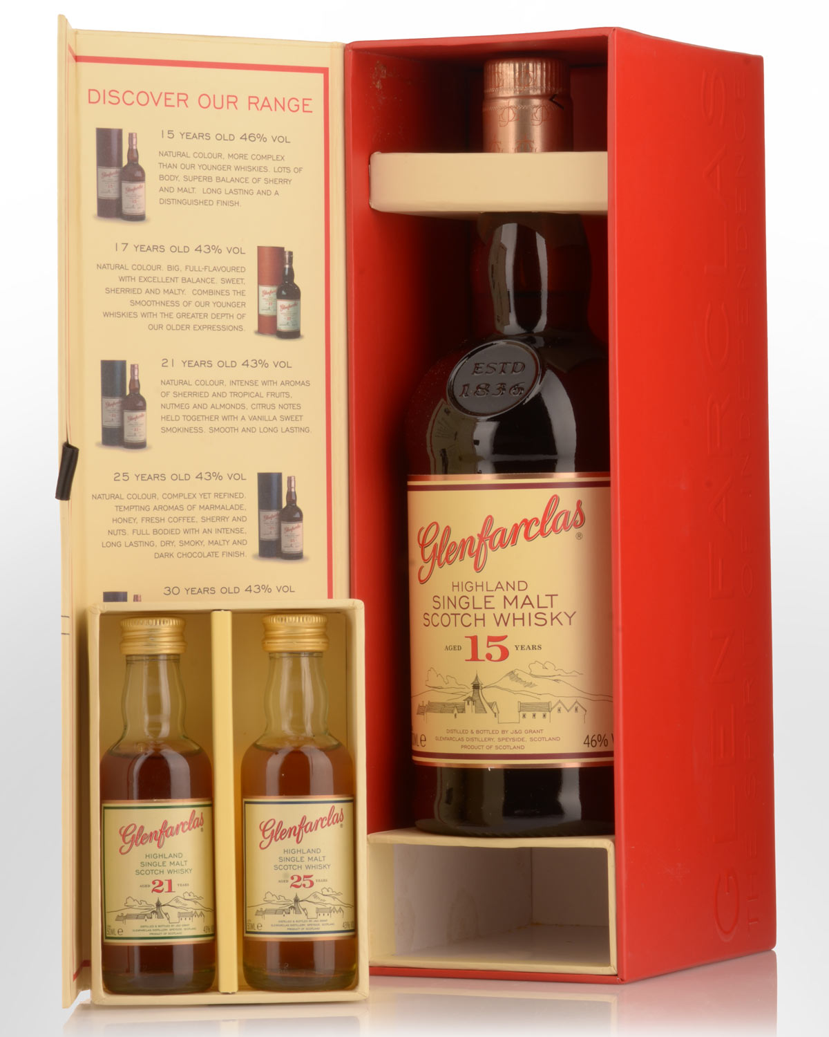 Glenfarclas 15 Year Old Single Malt Scotch Whisky Gift Pack (1x700ml plus 2x50ml bottles)