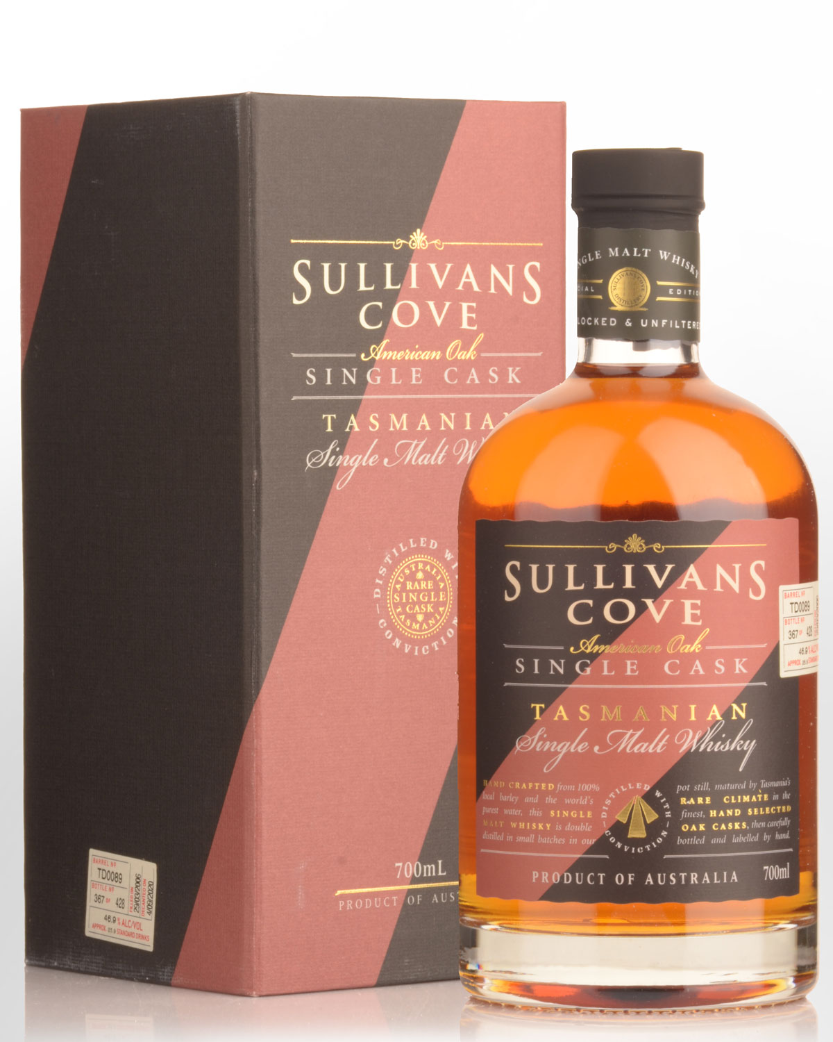 Sullivans Cove Single Cask TD0089 American Oak Second Fill Single Malt Australian Whisky (700ml)