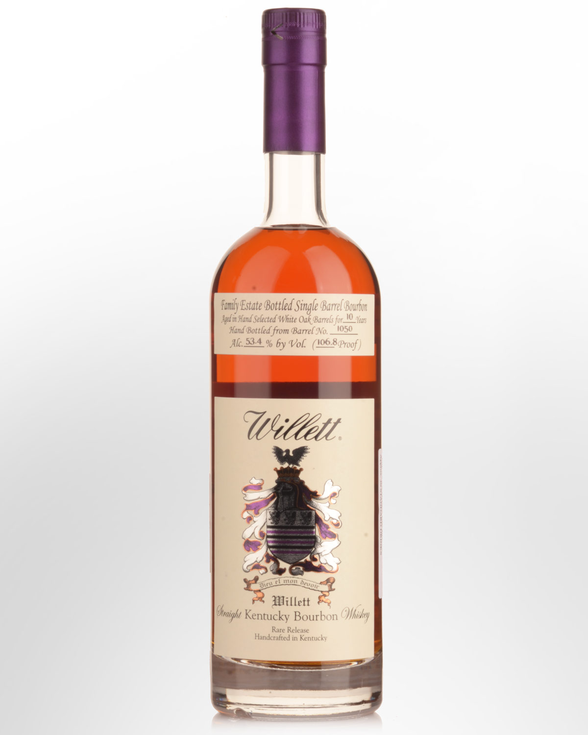 Willett Family Estate Single Barrel Rare Release (Barrel 1050) Cask Strength 10 Year Old Straight Bourbon Whiskey (700ml)