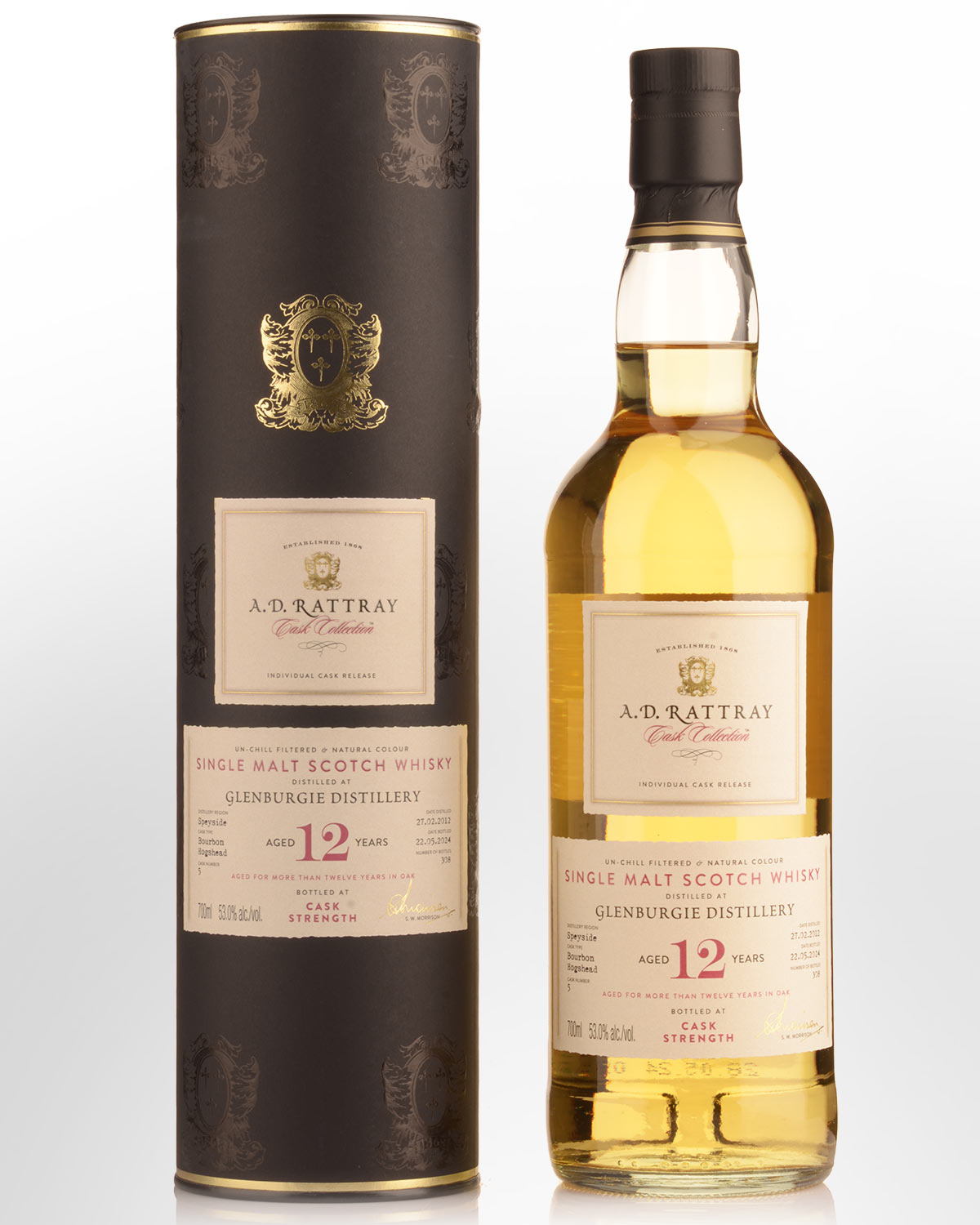 2012 A.D. Rattray Cask Collection Glenburgie 12 Year Old Cask Strength Single Malt Scotch Whisky (700ml)