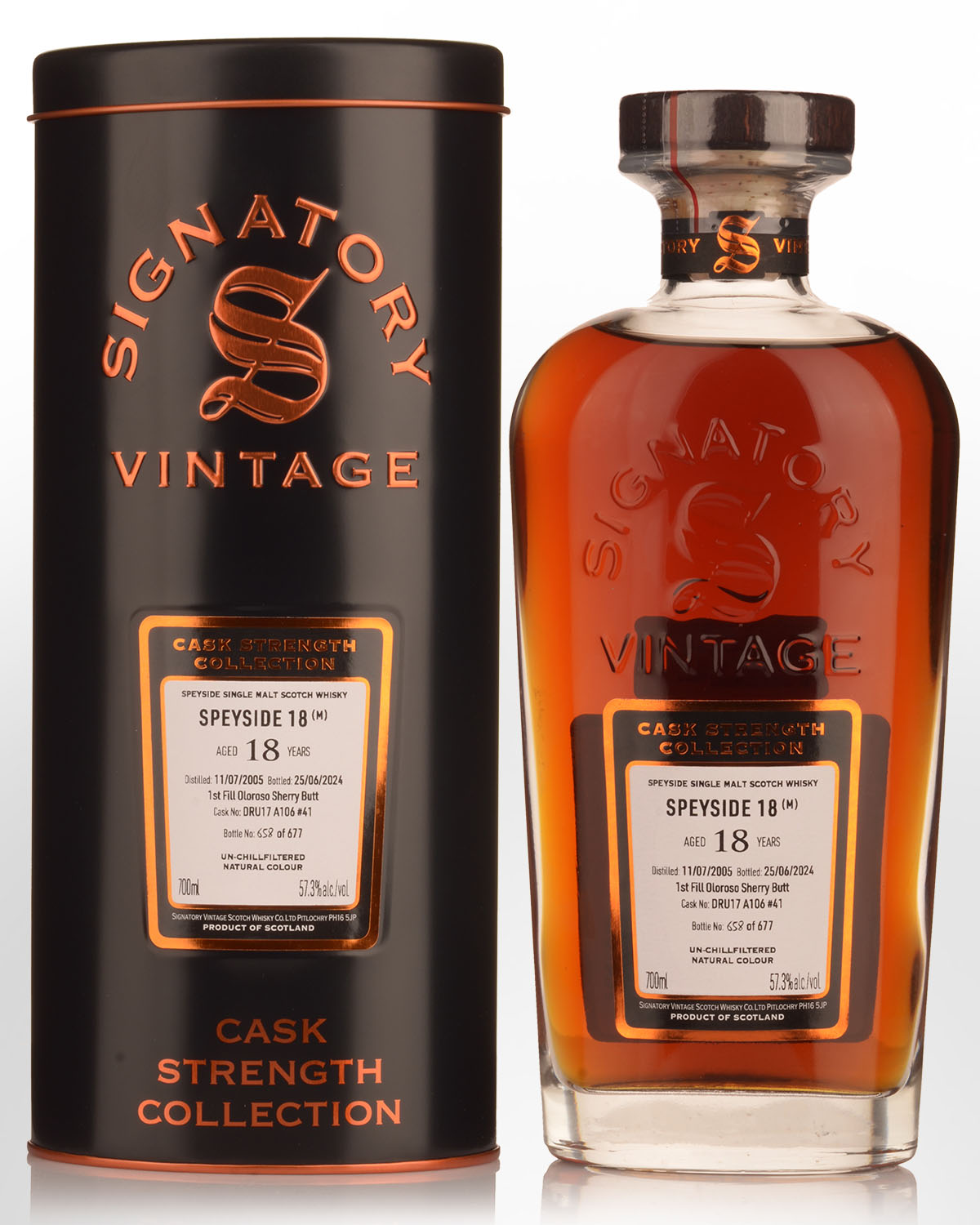 2005 Signatory Vintage Speyside 18 (M) Cask No: DRU 17/A106 #41 18 Year Old Cask Strength Single Malt Scotch Whisky (700ml)