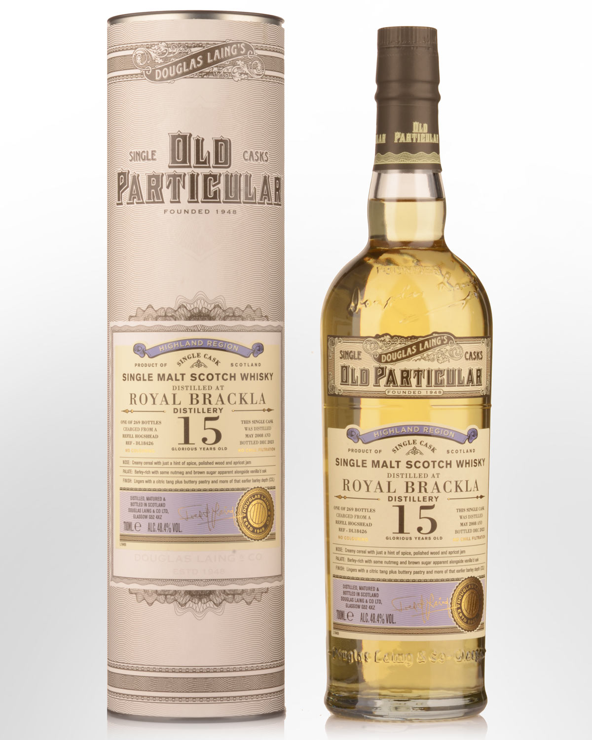 2008 Douglas Laing & Co. Old Particular Single Cask Royal Brackla 15 Year Old Single Malt Scotch Whisky (700ml)