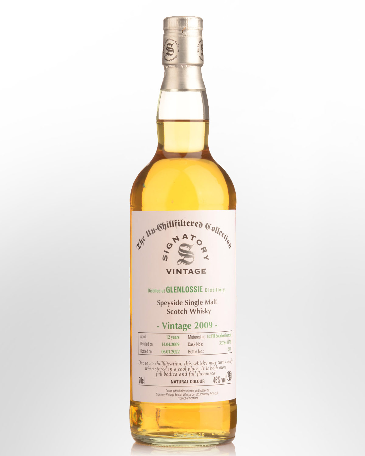 2009 Signatory Vintage The Un-Chillfiltered Collection Glenlossie 12 Year Old Single Malt Scotch Whisky (700ml)