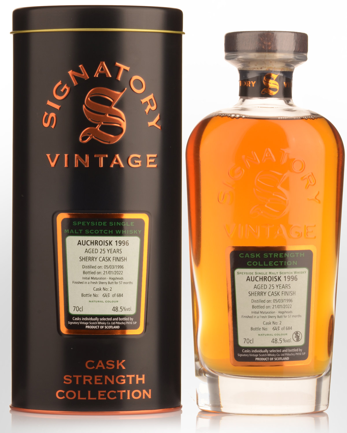 1996 Signatory Vintage Auchroisk 25 Year Old Cask Strength Single Malt Scotch Whisky (700ml)