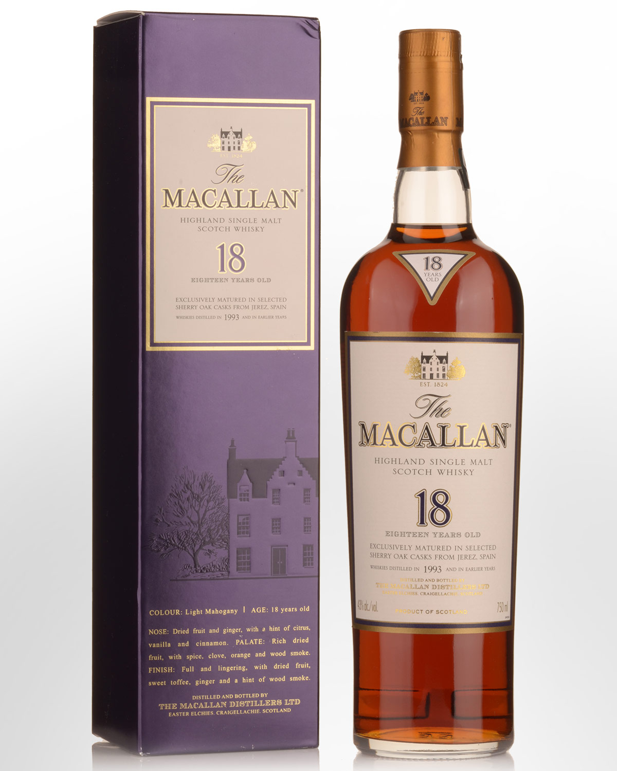 1993 The Macallan 18 Year Old Sherry Matured Single Malt Scotch Whisky (750ml)