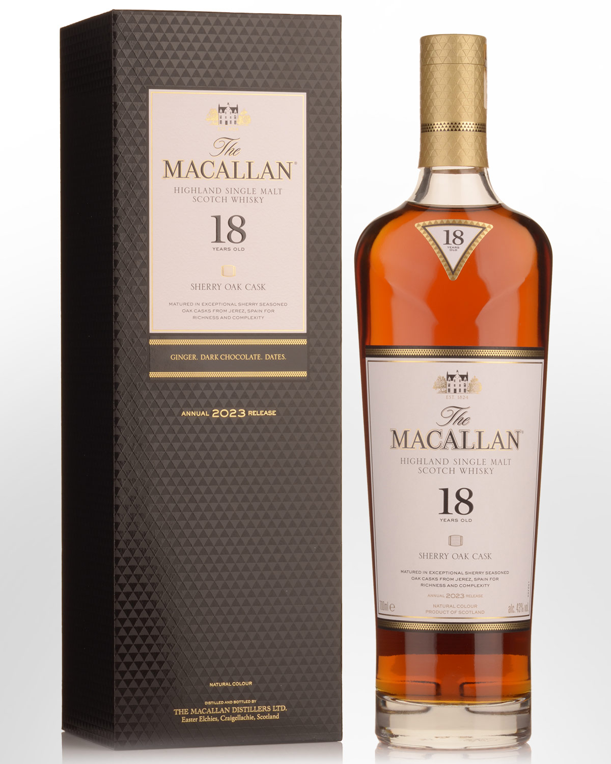 The Macallan Sherry Oak Cask 18 Year Old Single Malt Scotch Whisky ...