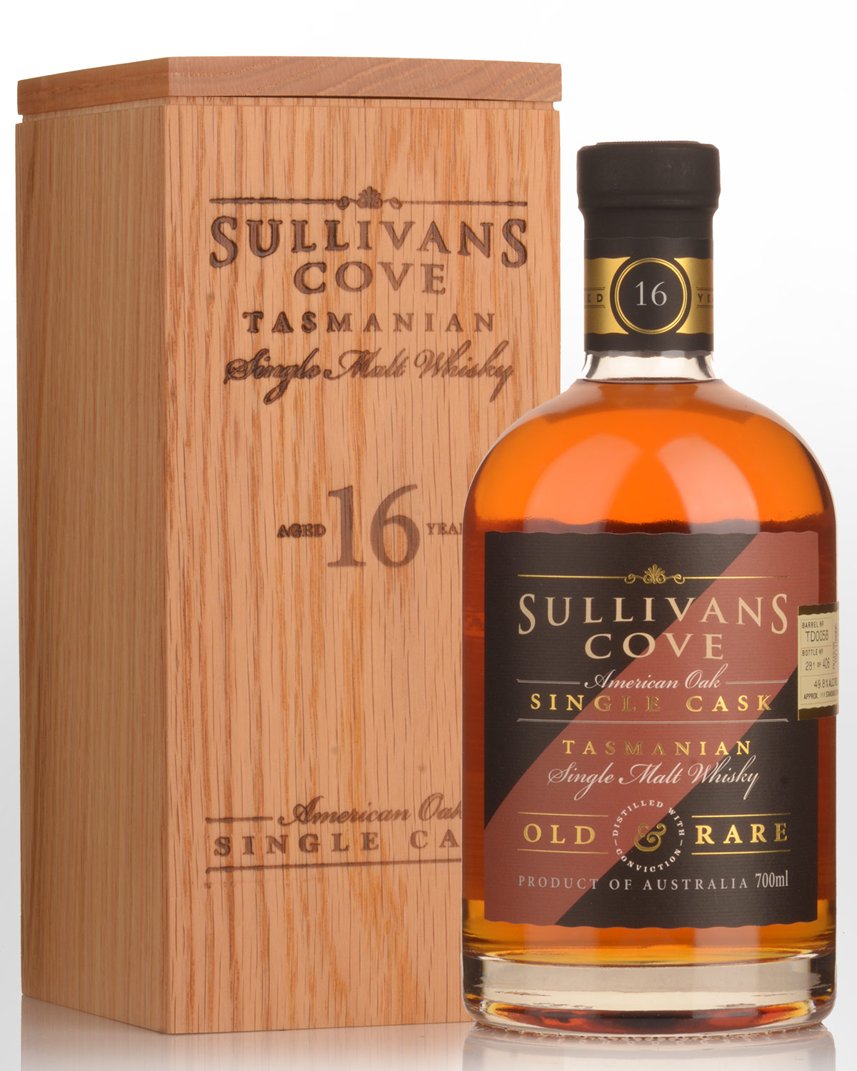 Sullivans Cove Single Cask TD0058 American Oak Second Fill 16 Year Old Single Malt Australian Whisky (700ml)