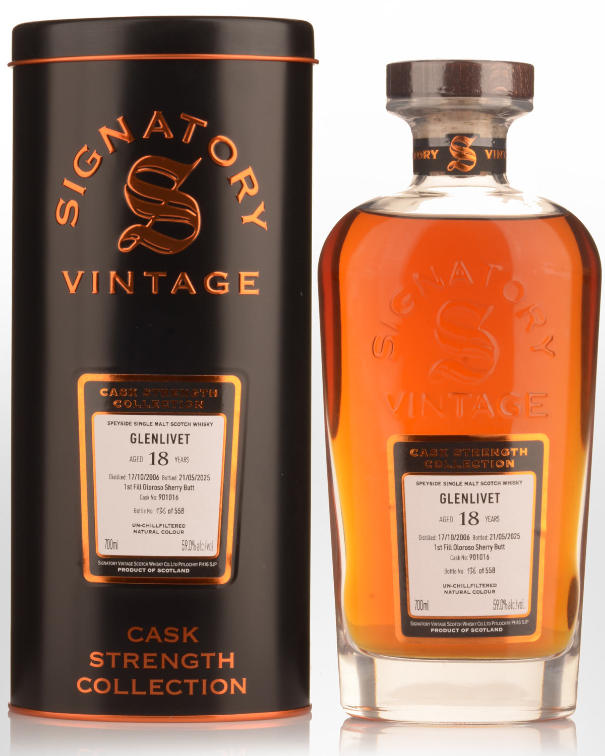 2006 Signatory Vintage Glenlivet 18 Year Old Cask Strength Single Malt Scotch Whisky (700ml)
