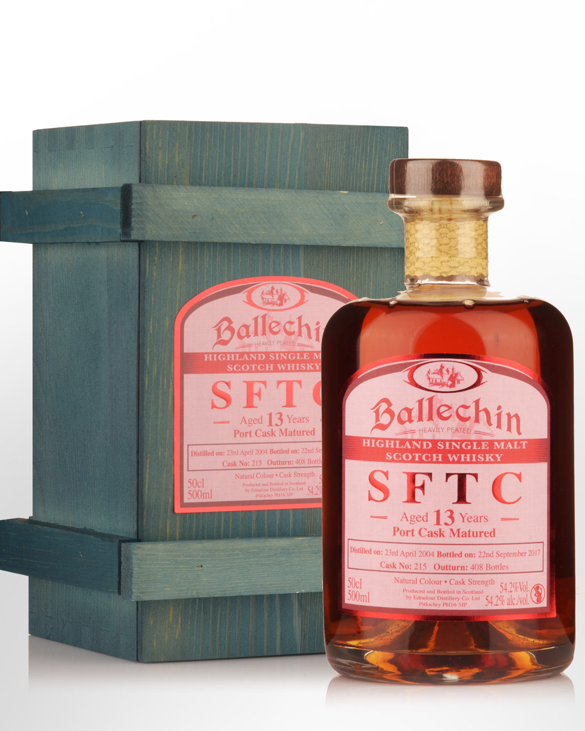 2004 Edradour Ballechin Straight from the Cask 13 Year Old Port Cask #205 Cask Strength Single Malt Scotch Whisky (500ml)