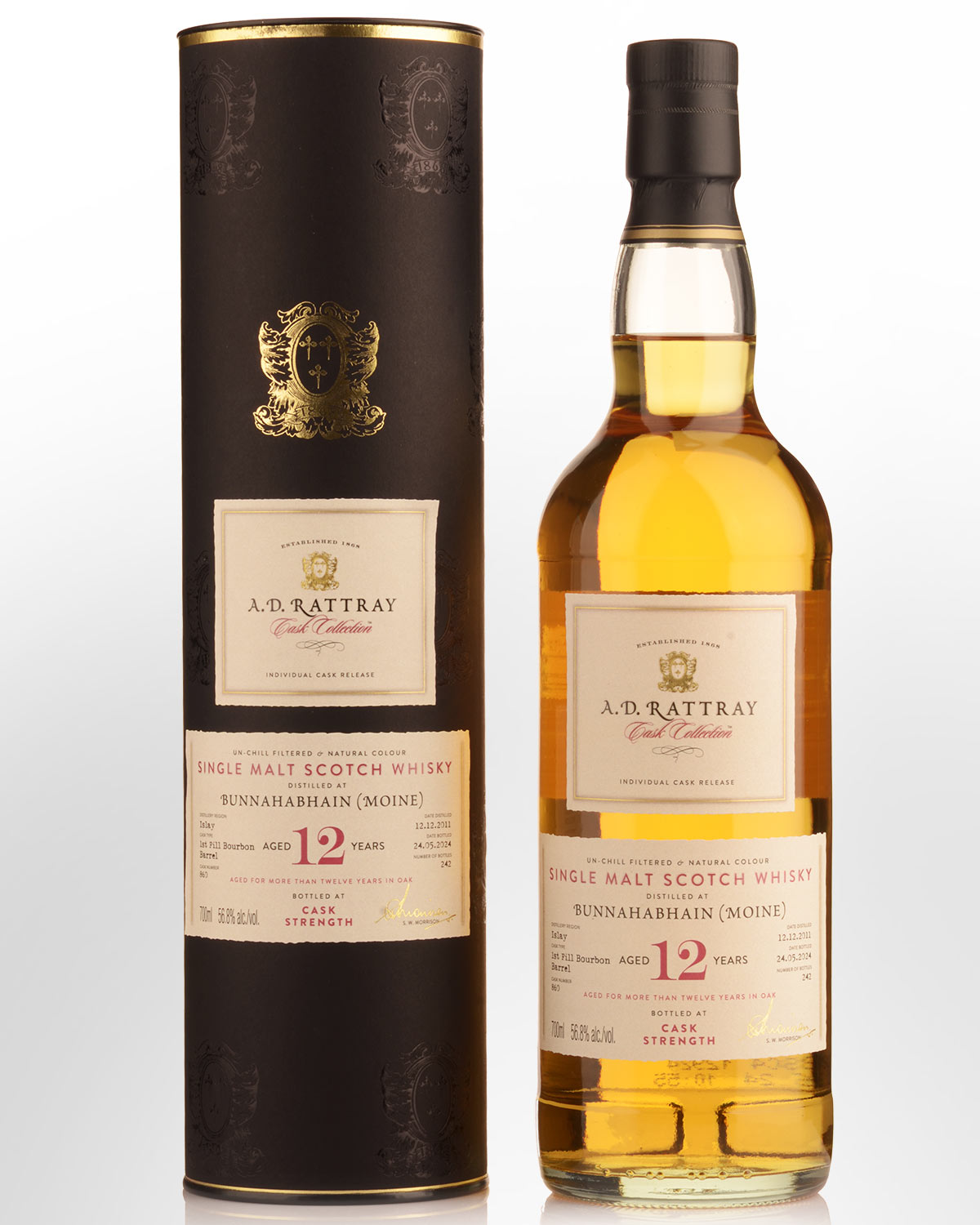 2011 A.D. Rattray Cask Collection Bunnahabhain (Moine) 12 Year Old Cask Strength Single Malt Scotch Whisky (700ml)