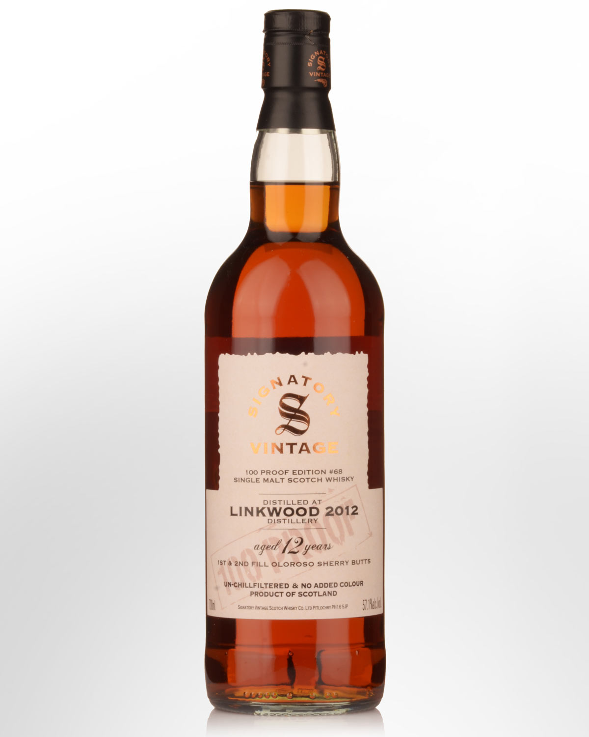 2012 Signatory Vintage Linkwood 12 Year Old 100 Proof Edition #68 Single Malt Scotch Whisky (700ml)