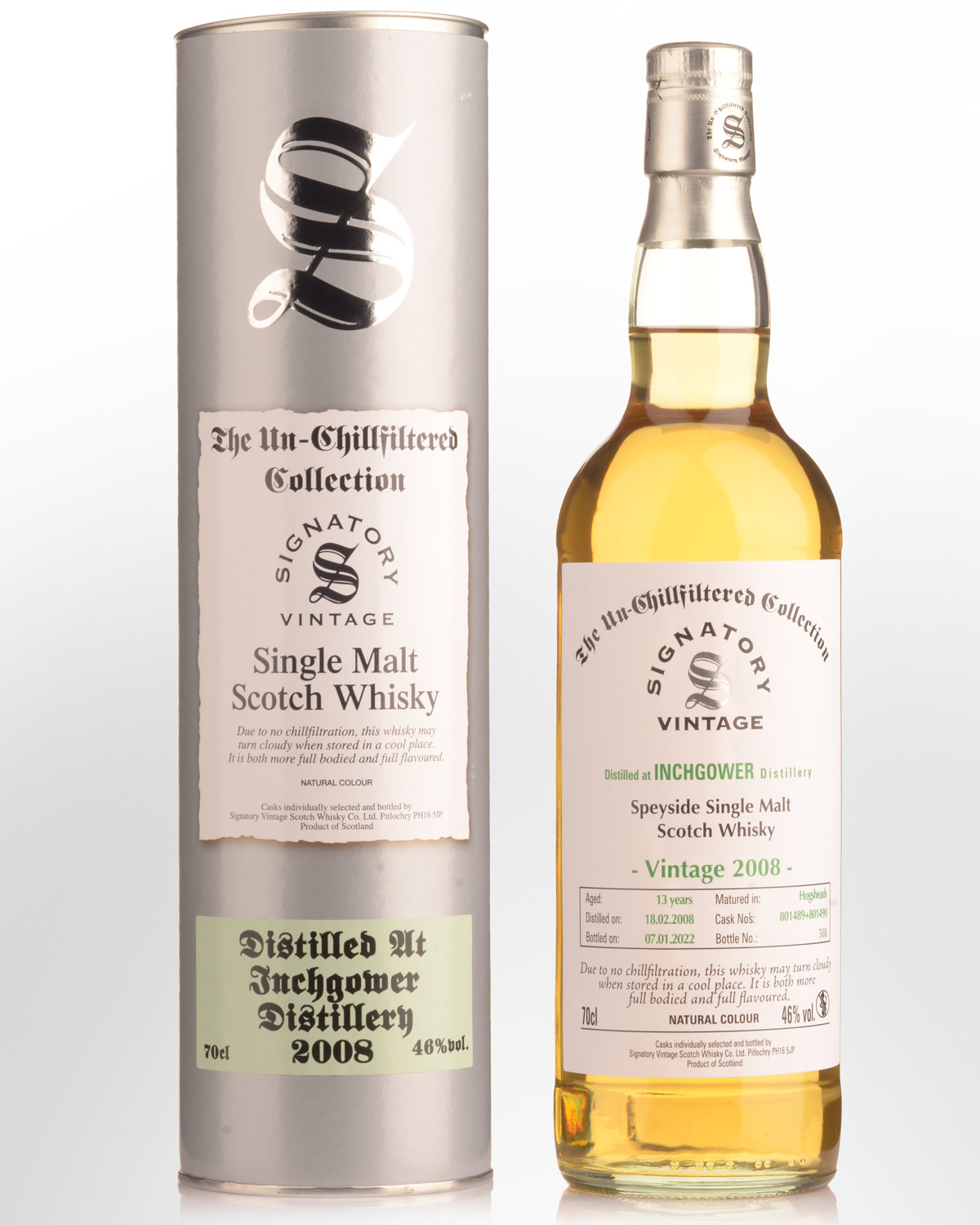 2008 Signatory Vintage The Un-Chillfiltered Collection Inchgower 13 Year Old Single Malt Scotch Whisky (700ml)