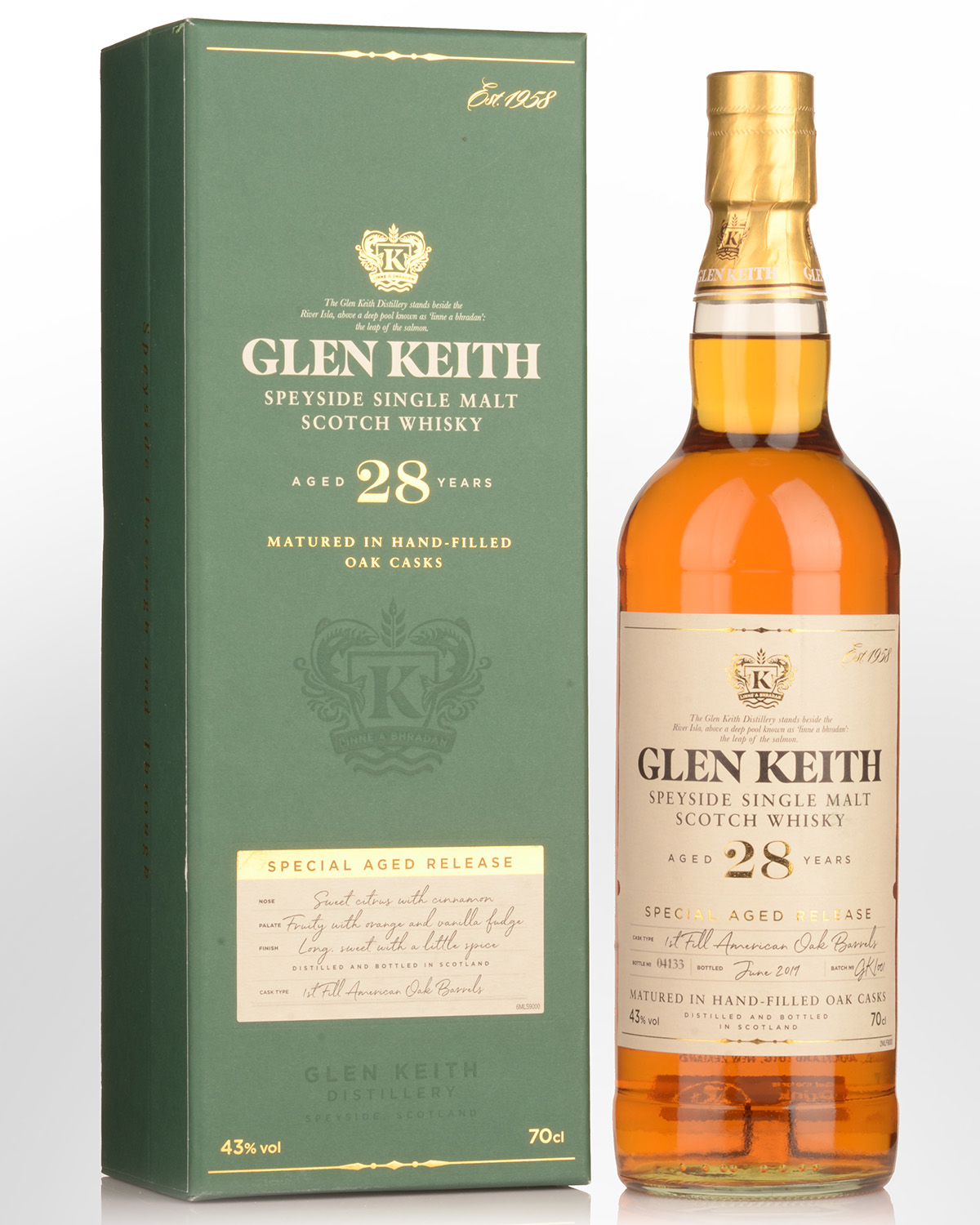 Glen Keith 28 Year Old Single Malt Scotch Whisky (700ml)