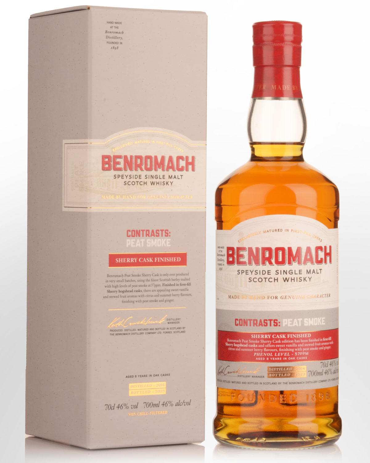 2014 Benromach Contrasts Peat Smoke Sherry Cask Finished Single Malt Scotch Whisky (700ml)
