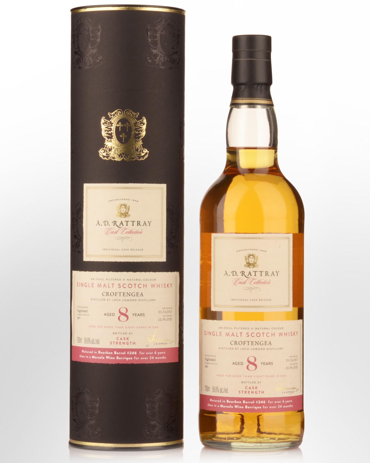 2017 A.D. Rattray Cask Collection Croftengea (Loch Lomond) 8 Year Old Cask Strength Single Malt Scotch Whisky (700ml)