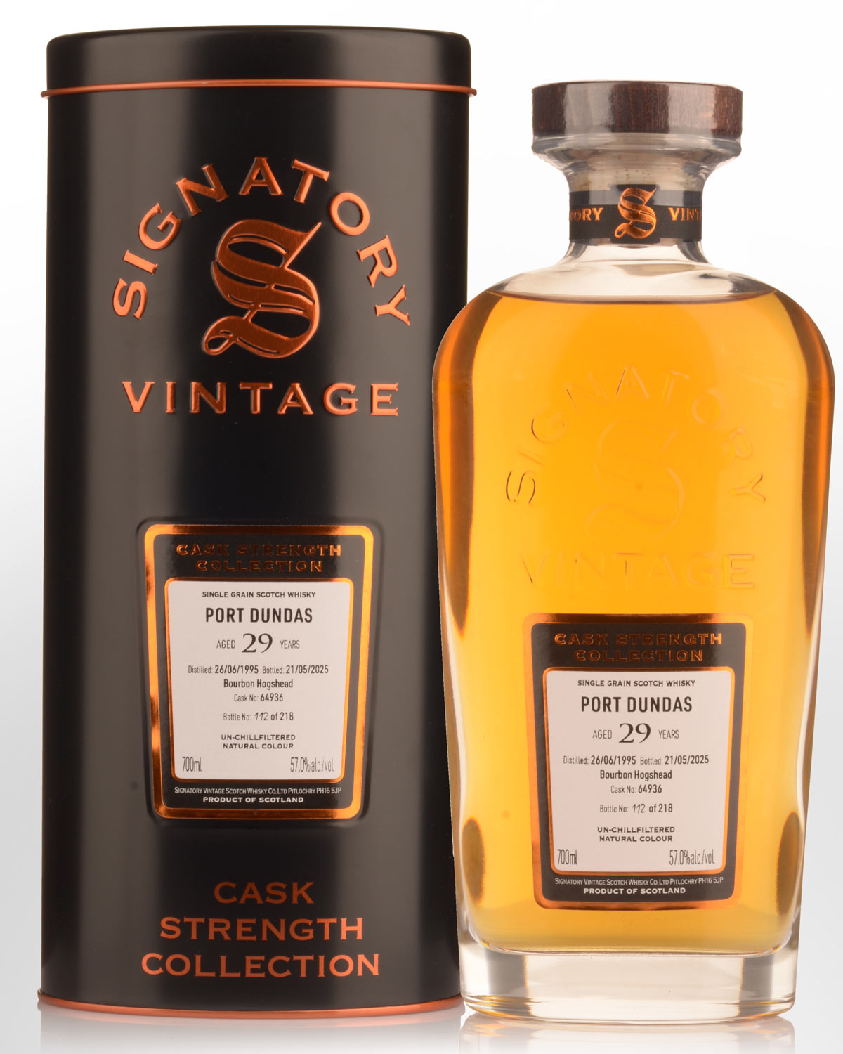 1995 Signatory Vintage Port Dundas 29 Year Old Cask Strength Single Grain Scotch Whisky (700ml)