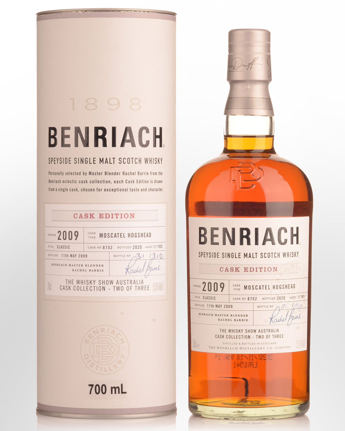 2009 Benriach Single Cask No.8792 Moscatel Cask 11 Year Old Cask Strength Single Malt Scotch Whisky (700ml)