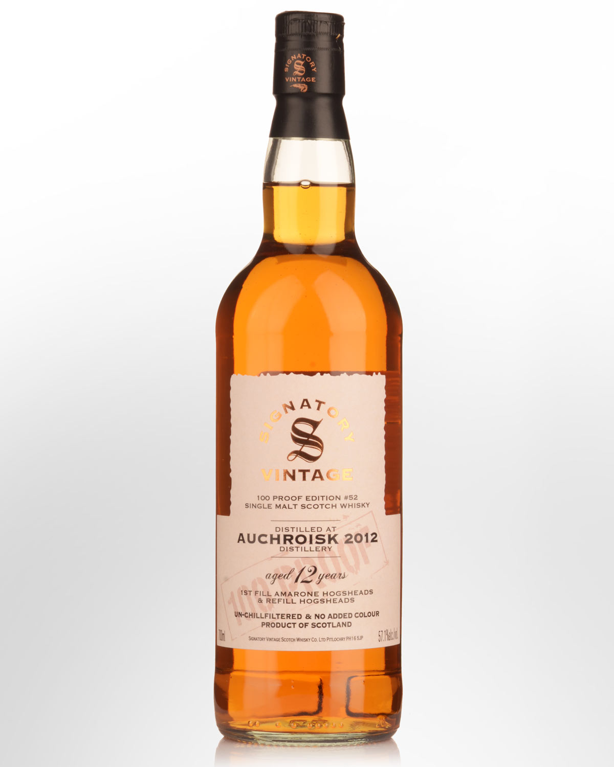 2012 Signatory Vintage Auchroisk 12 Year Old 100 Proof Edition #52 Single Malt Scotch Whisky (700ml)