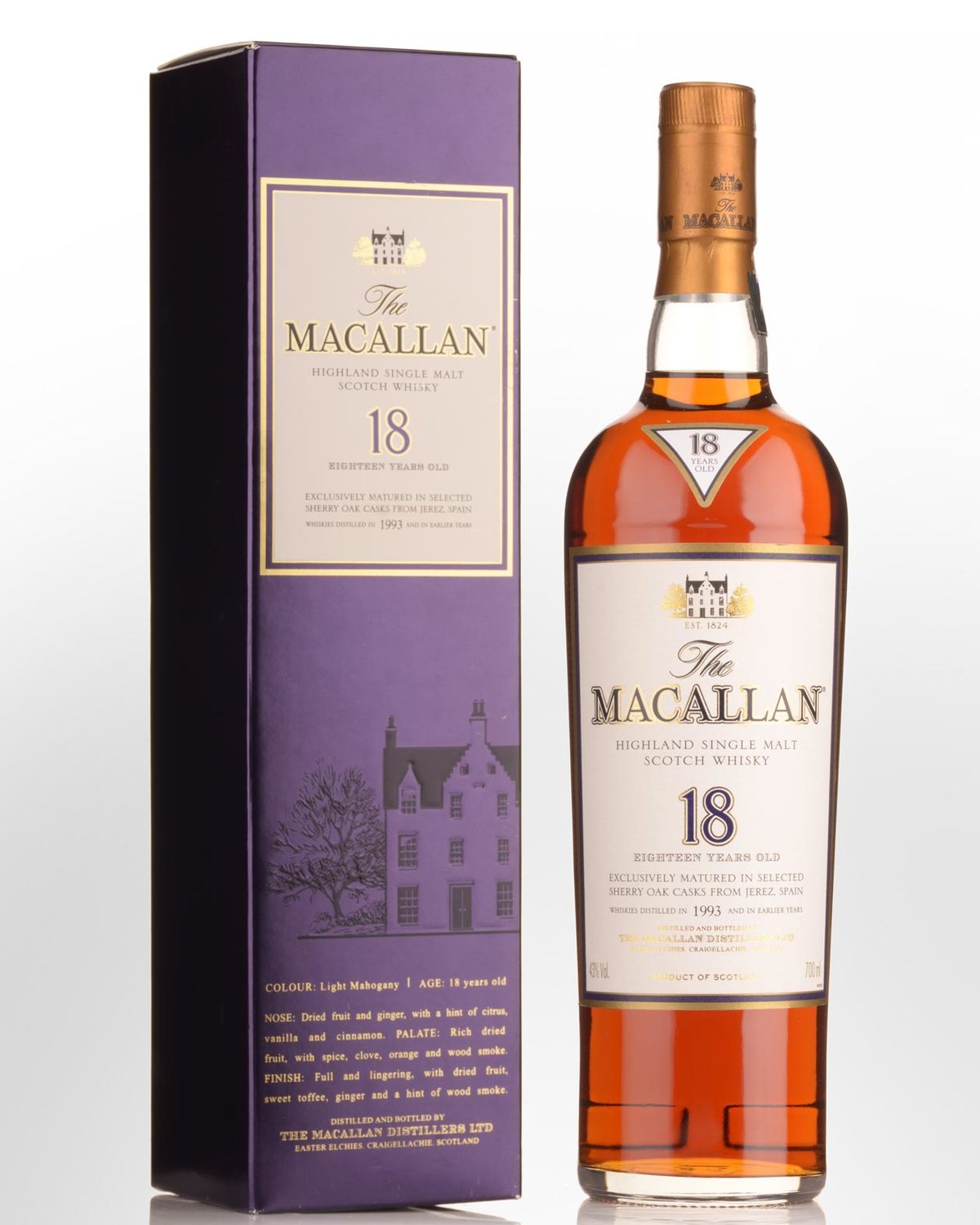 1993 The Macallan 18 Year Old Sherry Matured Single Malt Scotch
