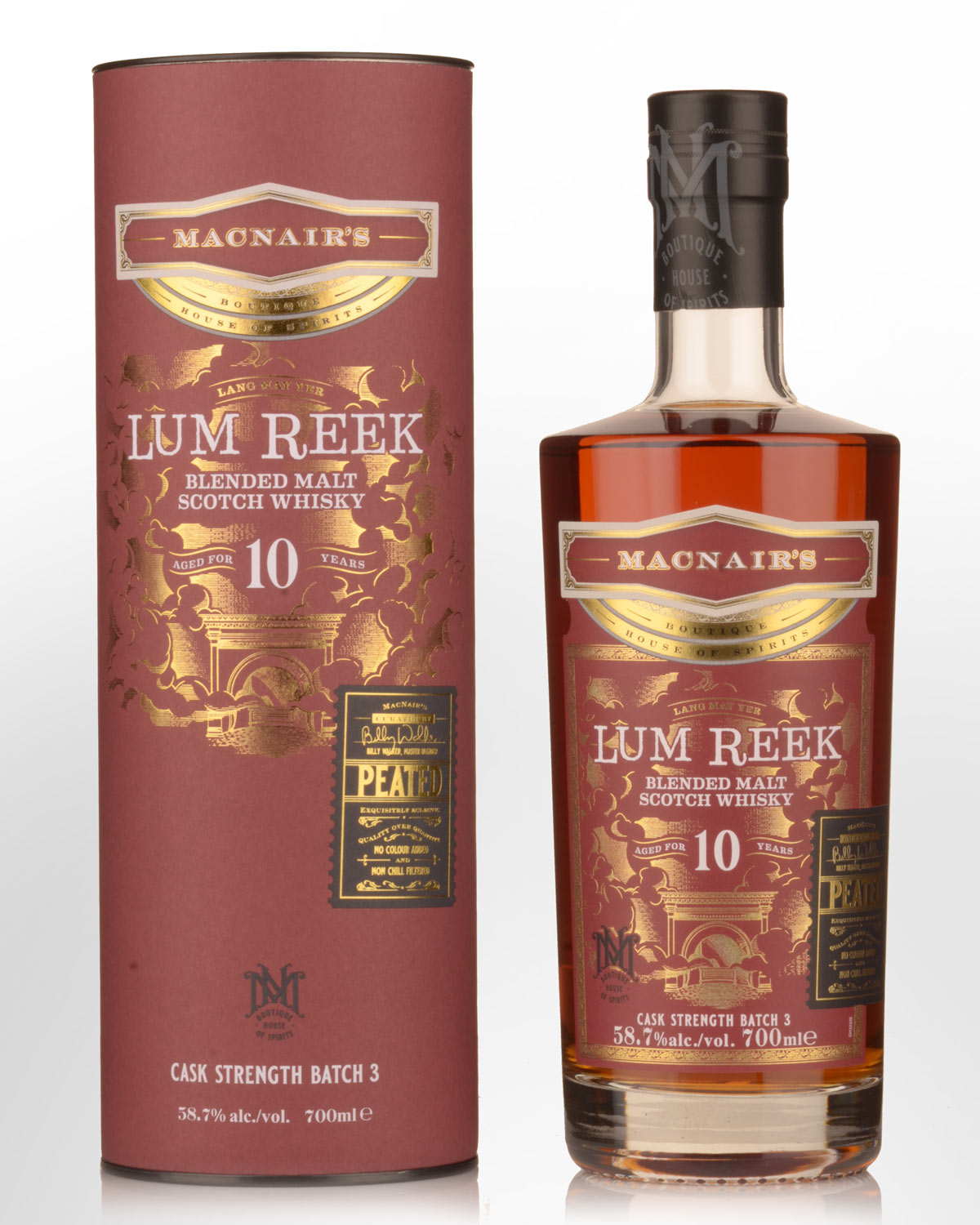 MacNair’s Lum Reek 10 Year Old Cask Strength Batch 3 Blended Malt Scotch Whisky (700ml)