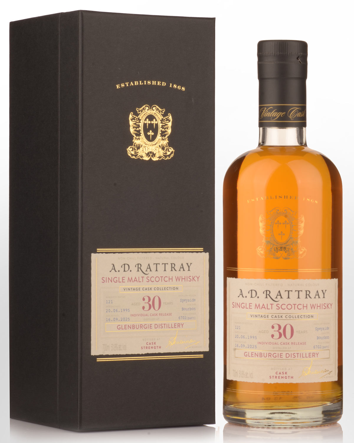 1995 A.D. Rattray Vintage Cask Collection Glenburgie 30 Year Old Cask Strength Single Malt Scotch Whisky (700ml)