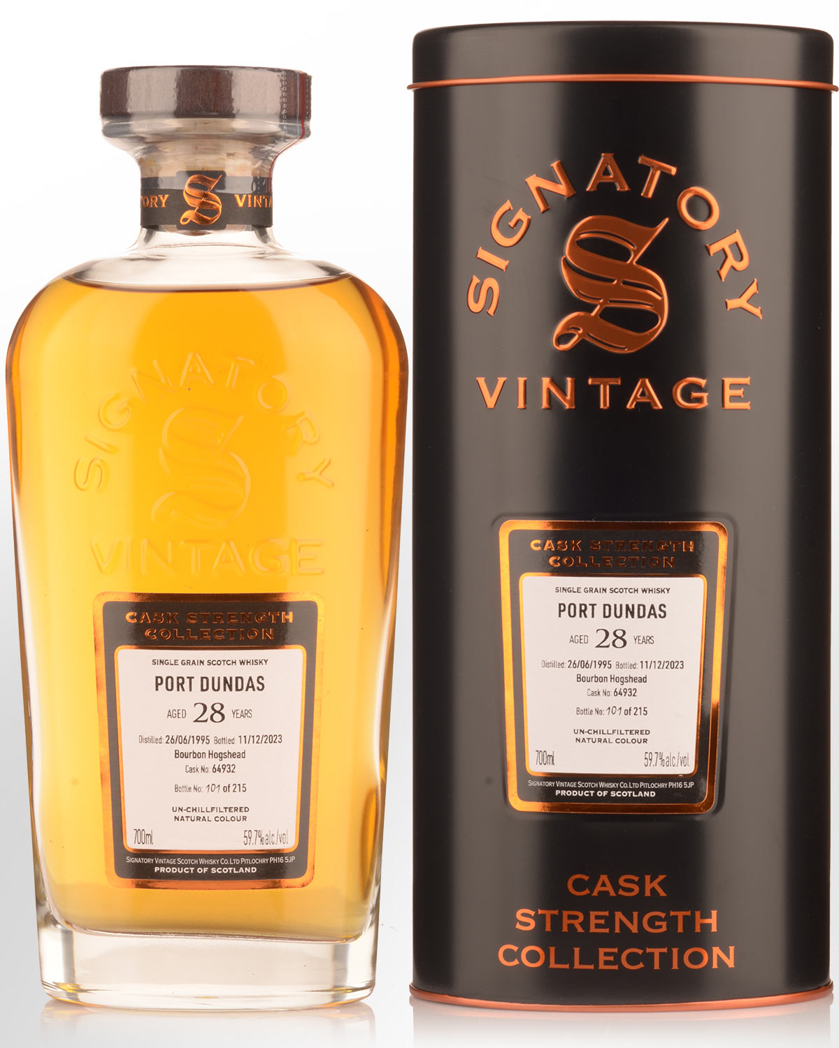 1995 Signatory Vintage Port Dundas 28 Year Old Cask Strength Single Grain Scotch Whisky (700ml)