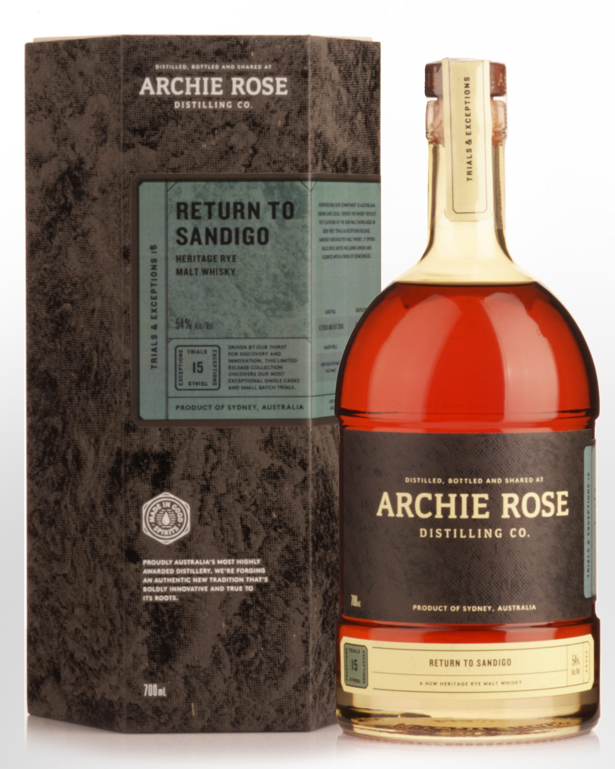 Archie Rose Return to Sandigo Heritage Rye Malt Australian Whisky (700ml)
