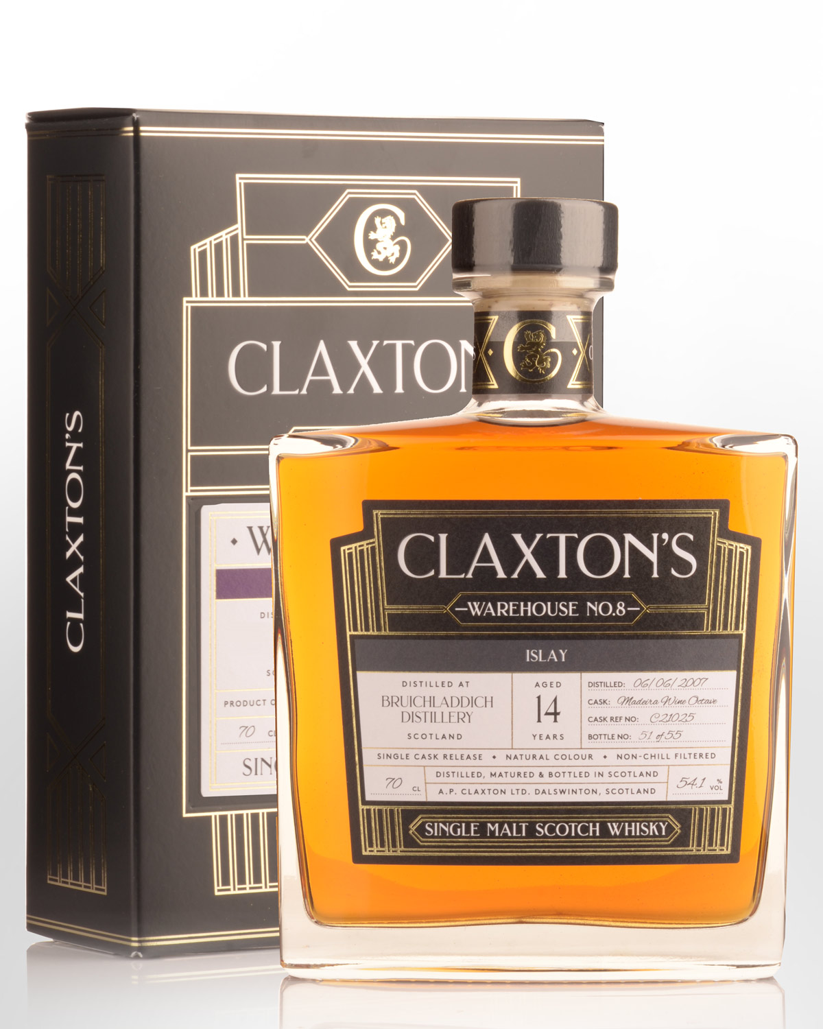 2007 Claxton's Warehouse No.8 Bruichladdich 14 Year Old Cask Strength Single Malt Scotch Whisky (700ml)