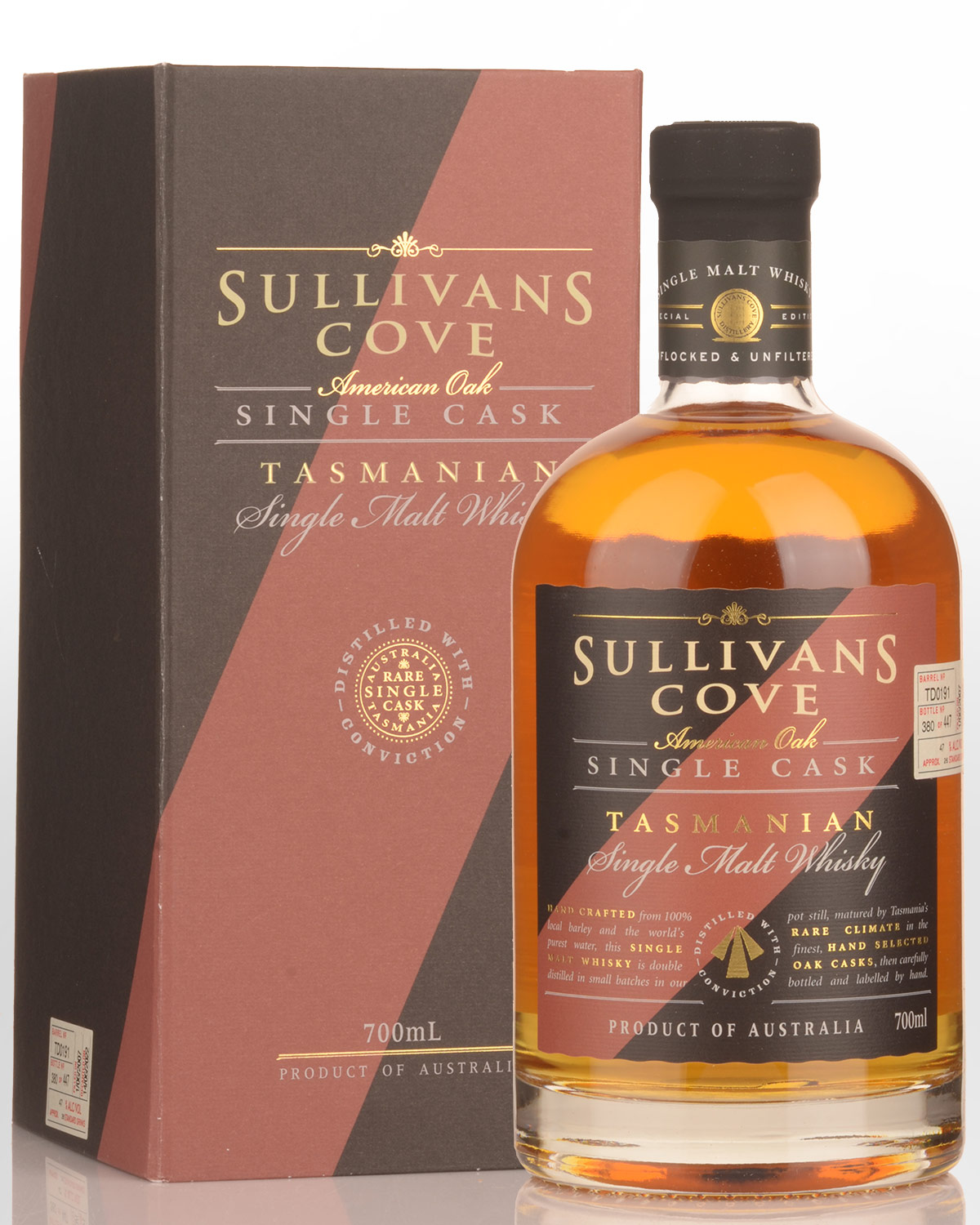 Sullivans Cove Single Cask TD0191 American Oak Second Fill Single Malt Australian Whisky (700ml)