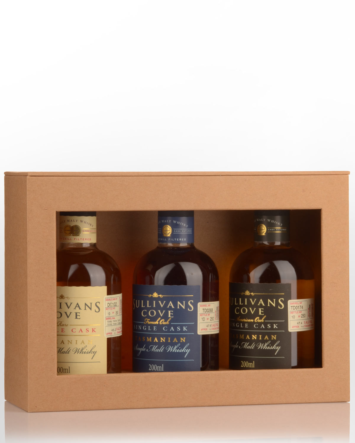 Sullivans Cove Single Malt Australian Whisky Trio TD0268, DC102 & TD0174 (3 x 200ml)