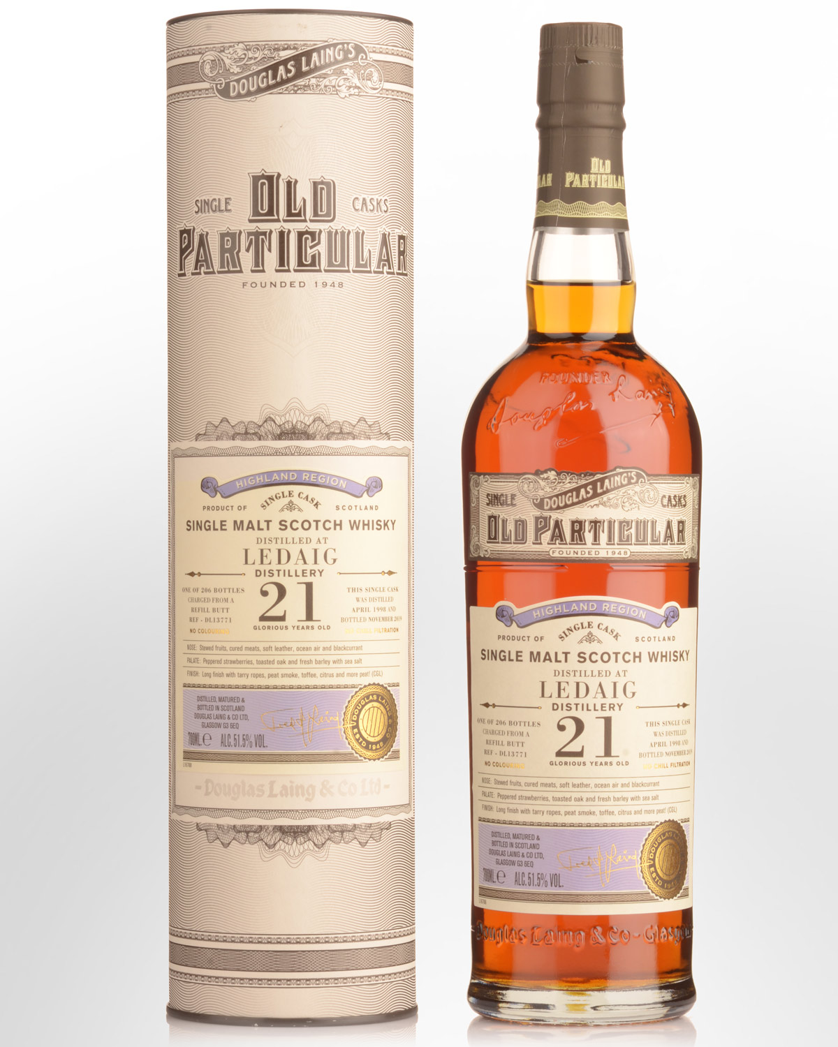 1998 Douglas Laing & Co. Old Particular Single Cask Ledaig 21 Year Old Single Malt Scotch Whisky (700ml)