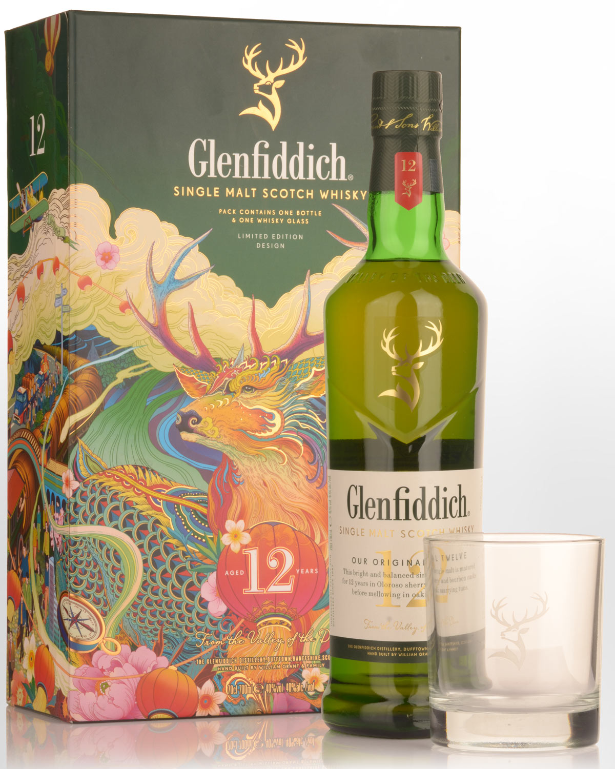 Glenfiddich 12 Year Old Single Malt Scotch Whisky (700ml) - Whisky Tumbler Gift Pack
