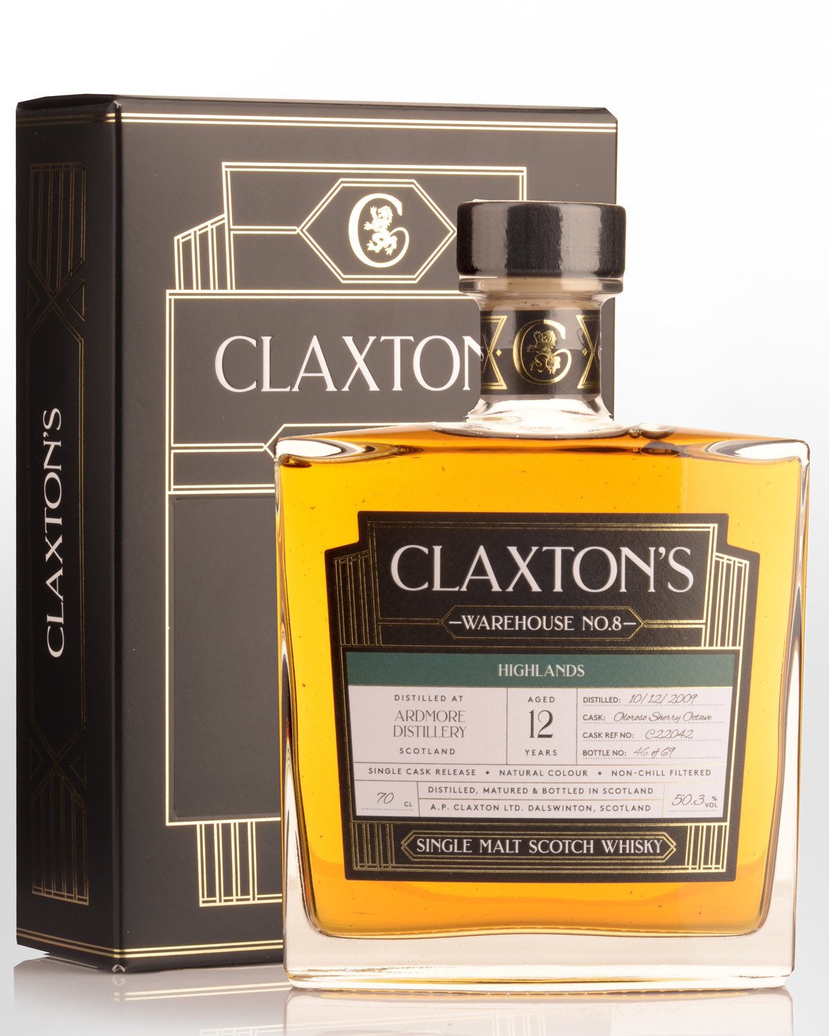 2009 Claxton's Warehouse No.8 Ardmore 12 Year Old Cask Strength Single Malt Scotch Whisky (700ml)