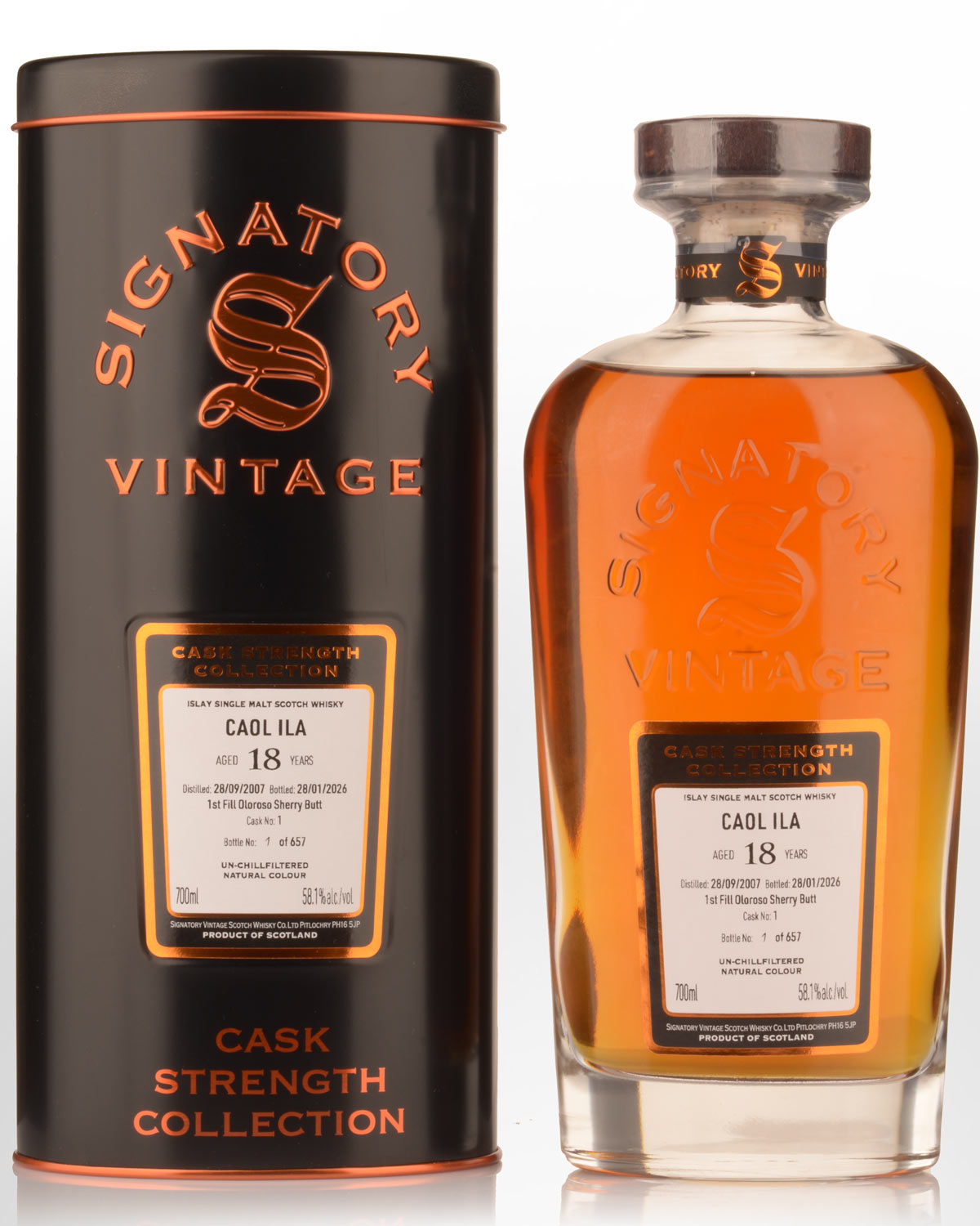 2007 Signatory Vintage Caol Ila 18 Year Old Cask Strength Single Malt Scotch Whisky (700ml)