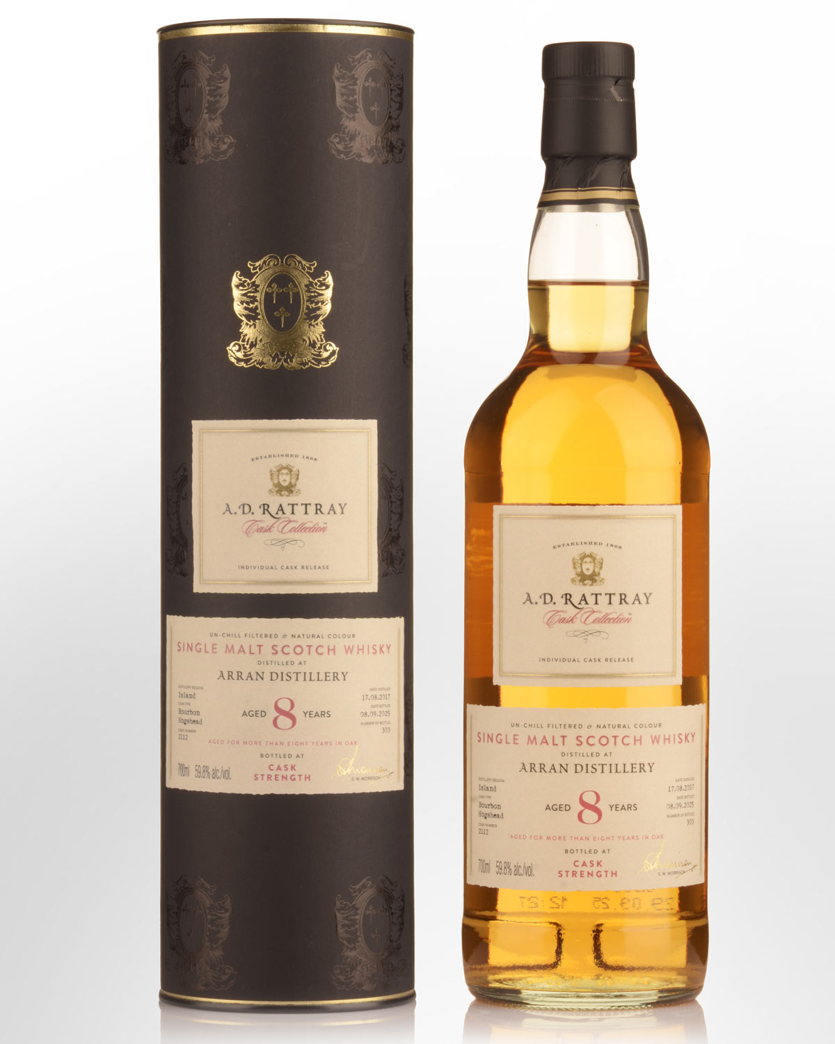 2017 A.D. Rattray Cask Collection Arran 8 Year Old Cask Strength Single Malt Scotch Whisky (700ml)