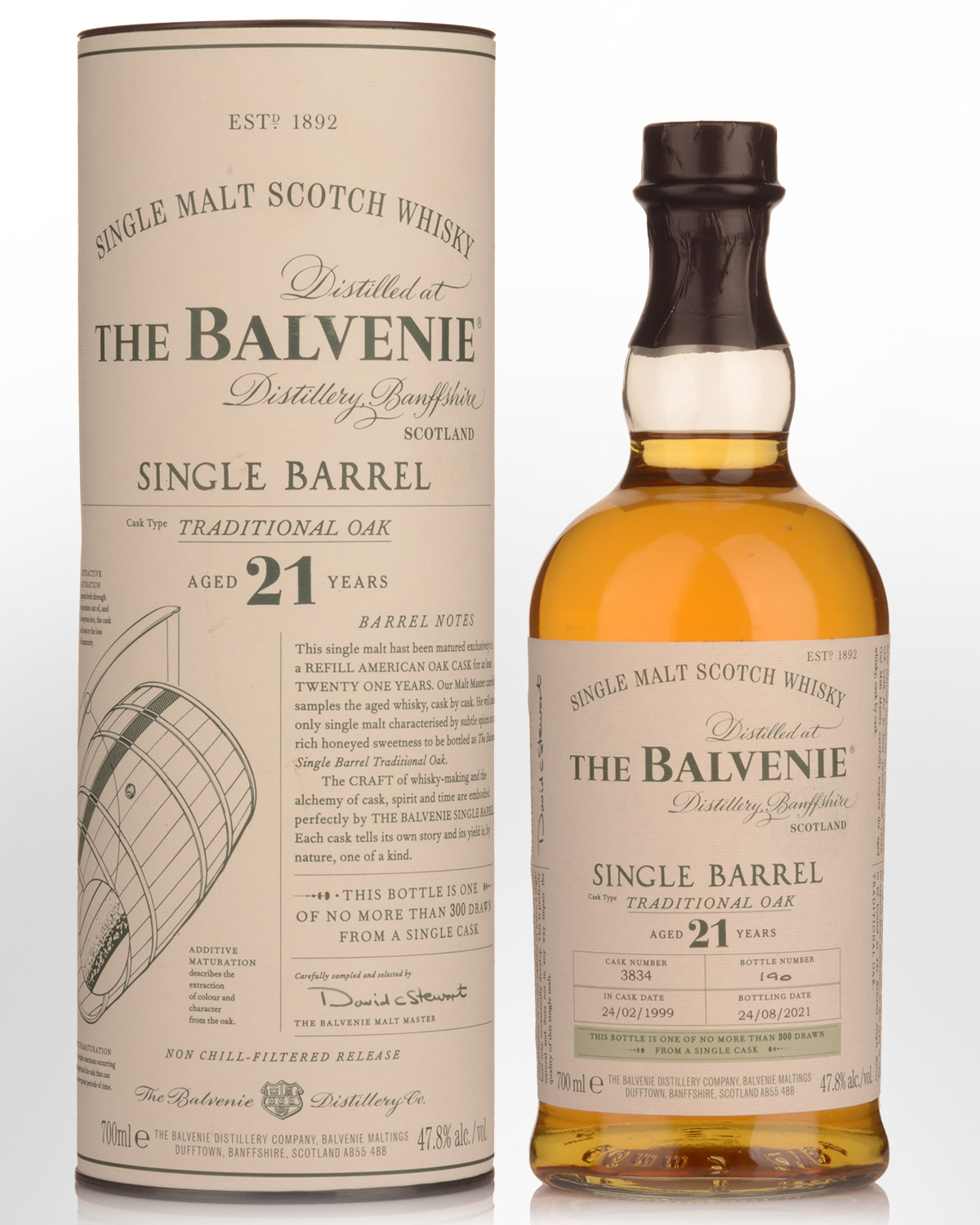 Balvenie Single Barrel #3834 Traditional Oak 21 Year Old Single Malt Scotch Whisky (700ml)